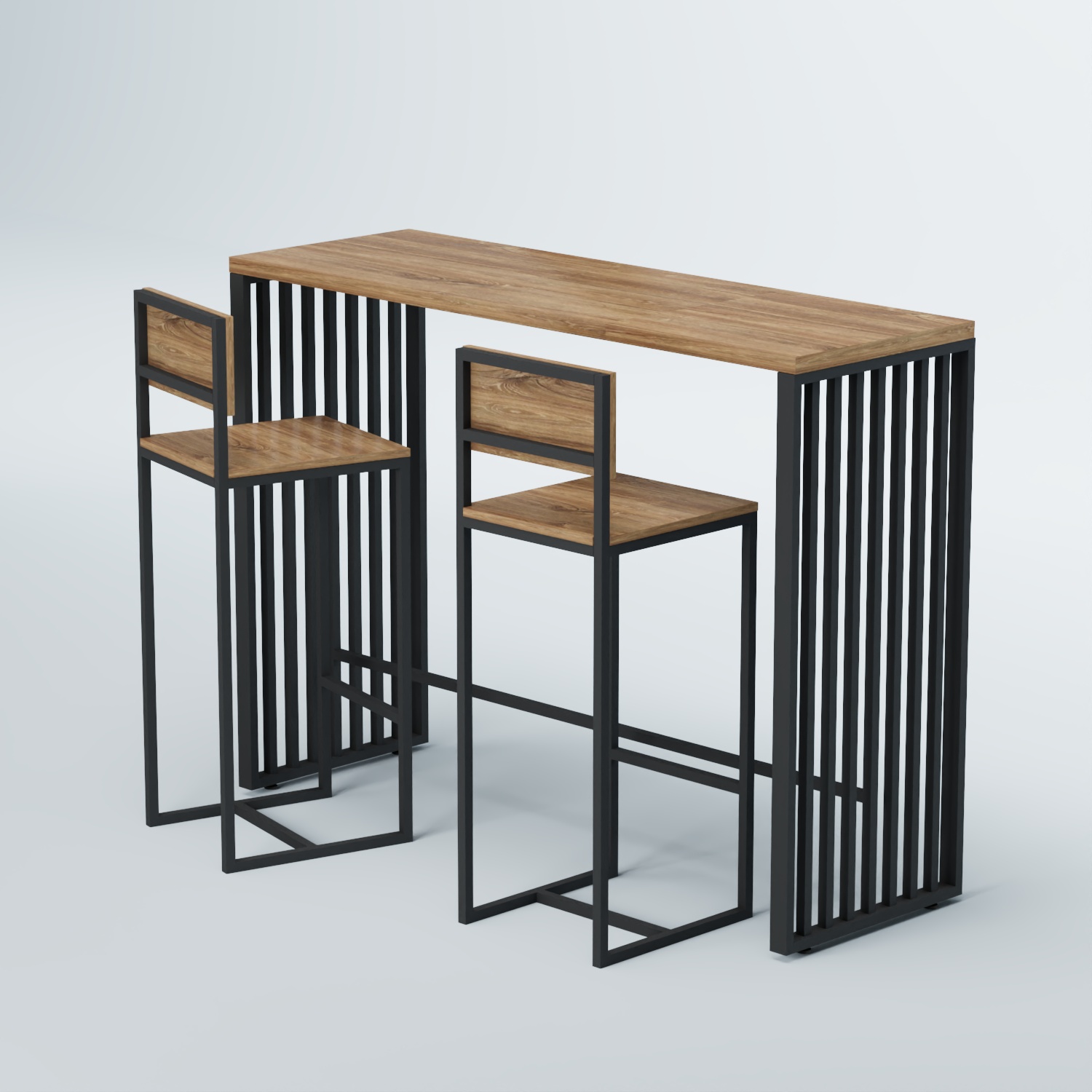 Комплект барный стол "Кофе-брейк" №6 и стулья Дуб Канзас коричневый