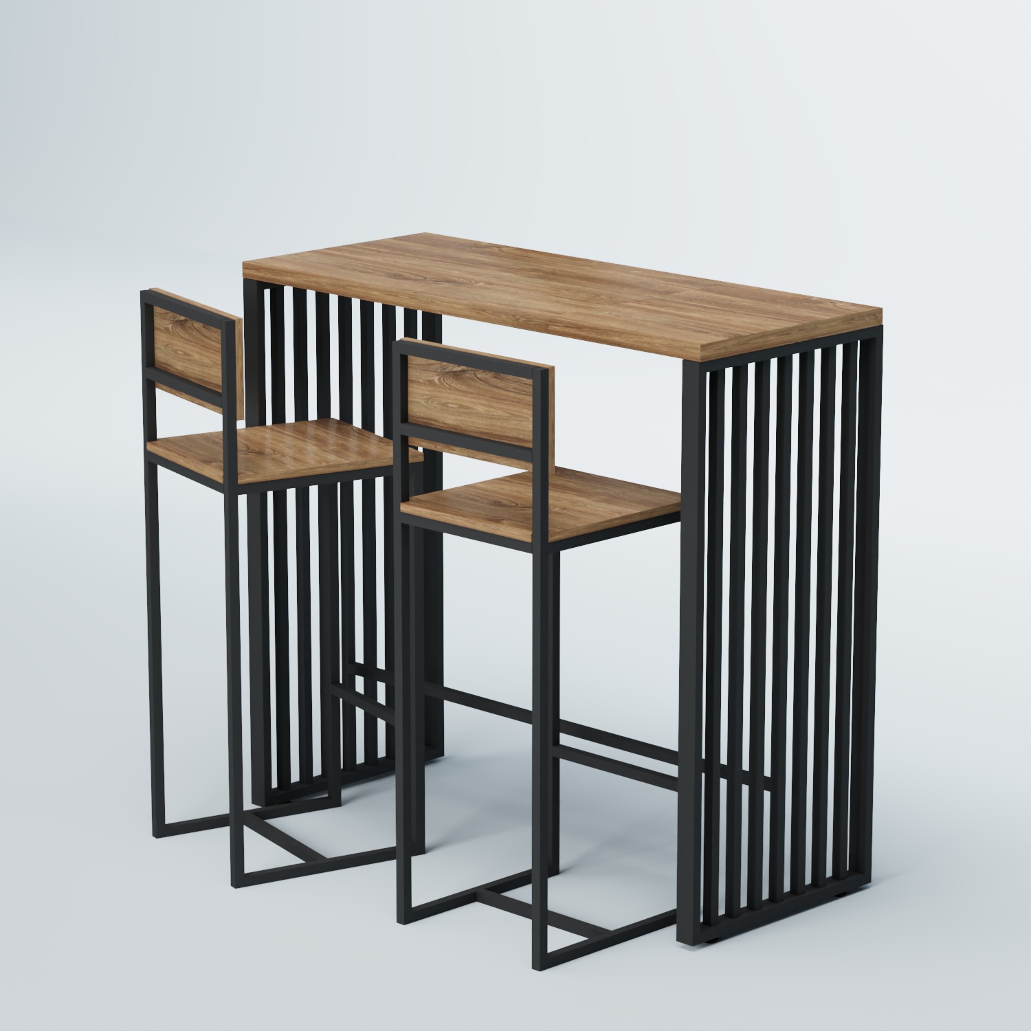 Комплект барный стол "Кофе-брейк" №7 и стулья Дуб Канзас коричневый