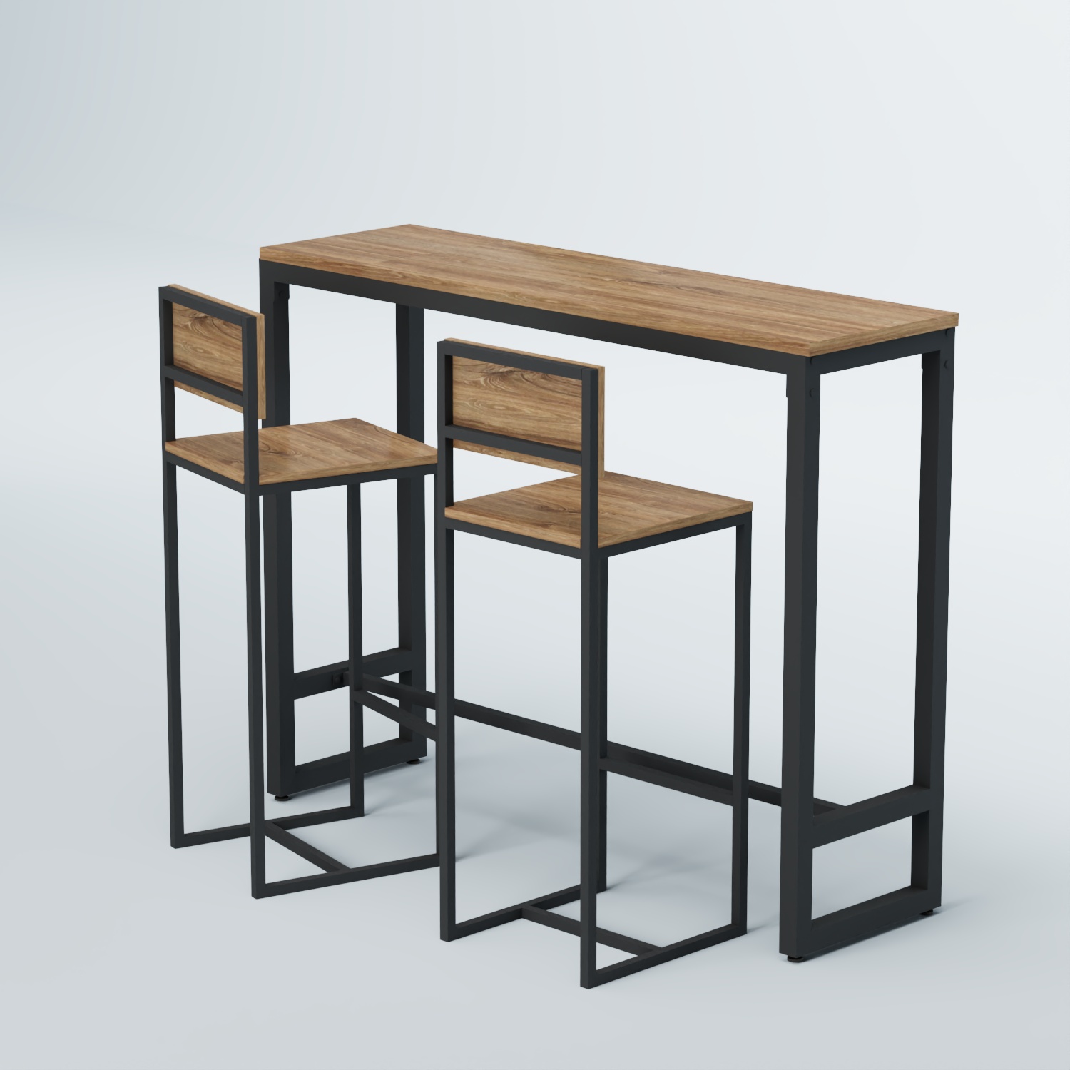 Комплект барный стол "Кофе-брейк" №9 и стулья Дуб Канзас коричневый