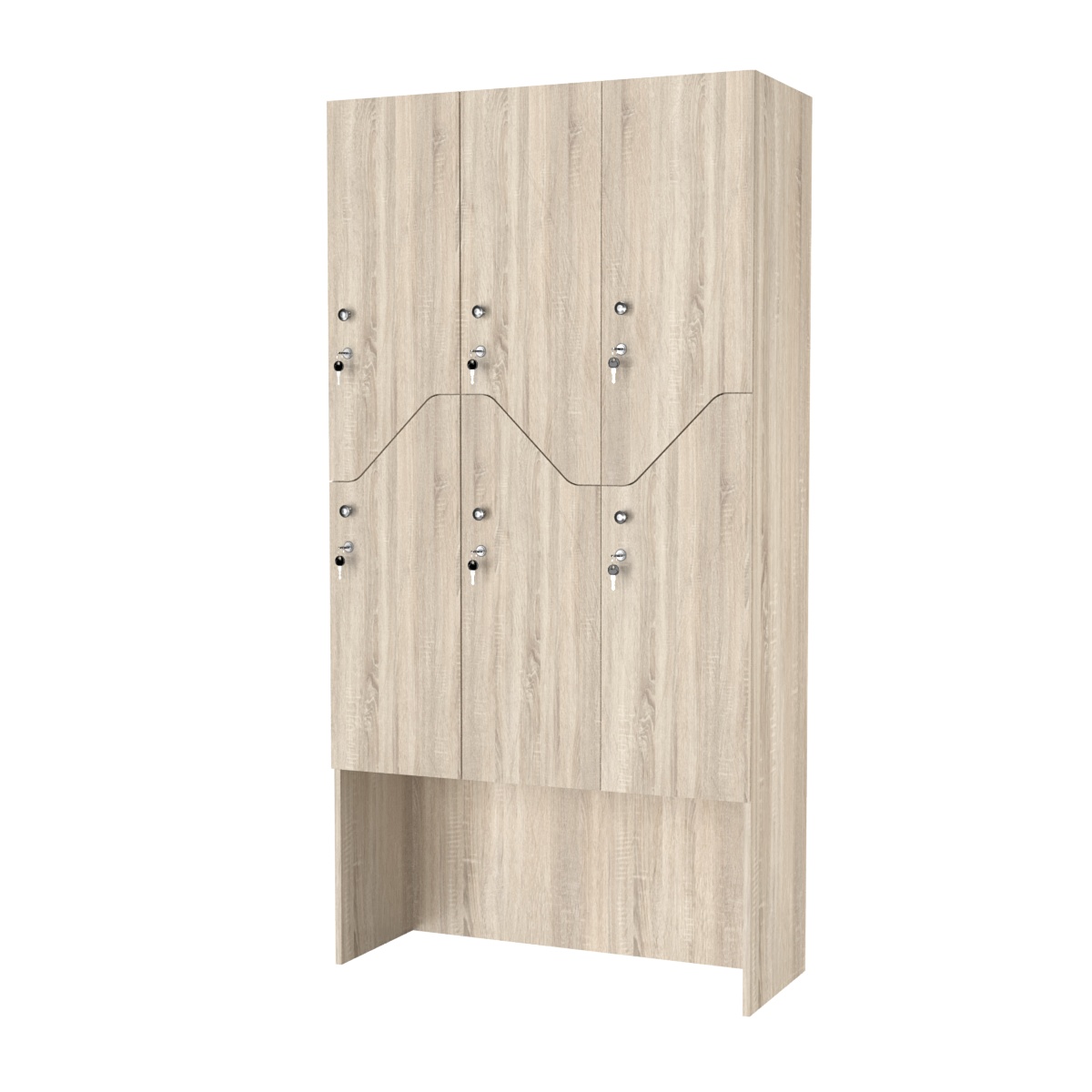 Шкаф для раздевалок СТАНДАРТ-Элегия №3-3Б Дуб Сонома