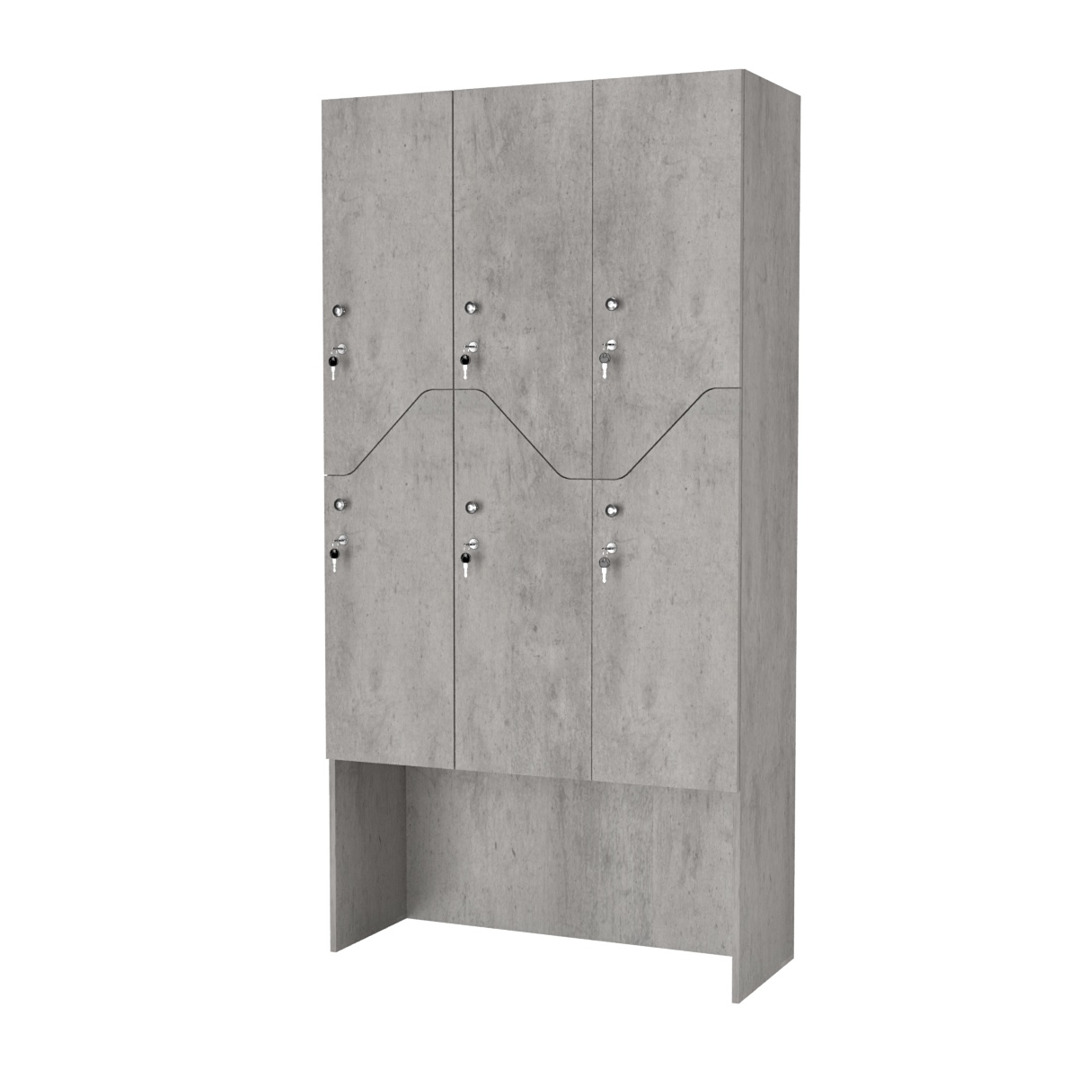 Шкаф для раздевалок СТАНДАРТ-Элегия №3-3Б Бетон Чикаго светло-серый F186 ST9