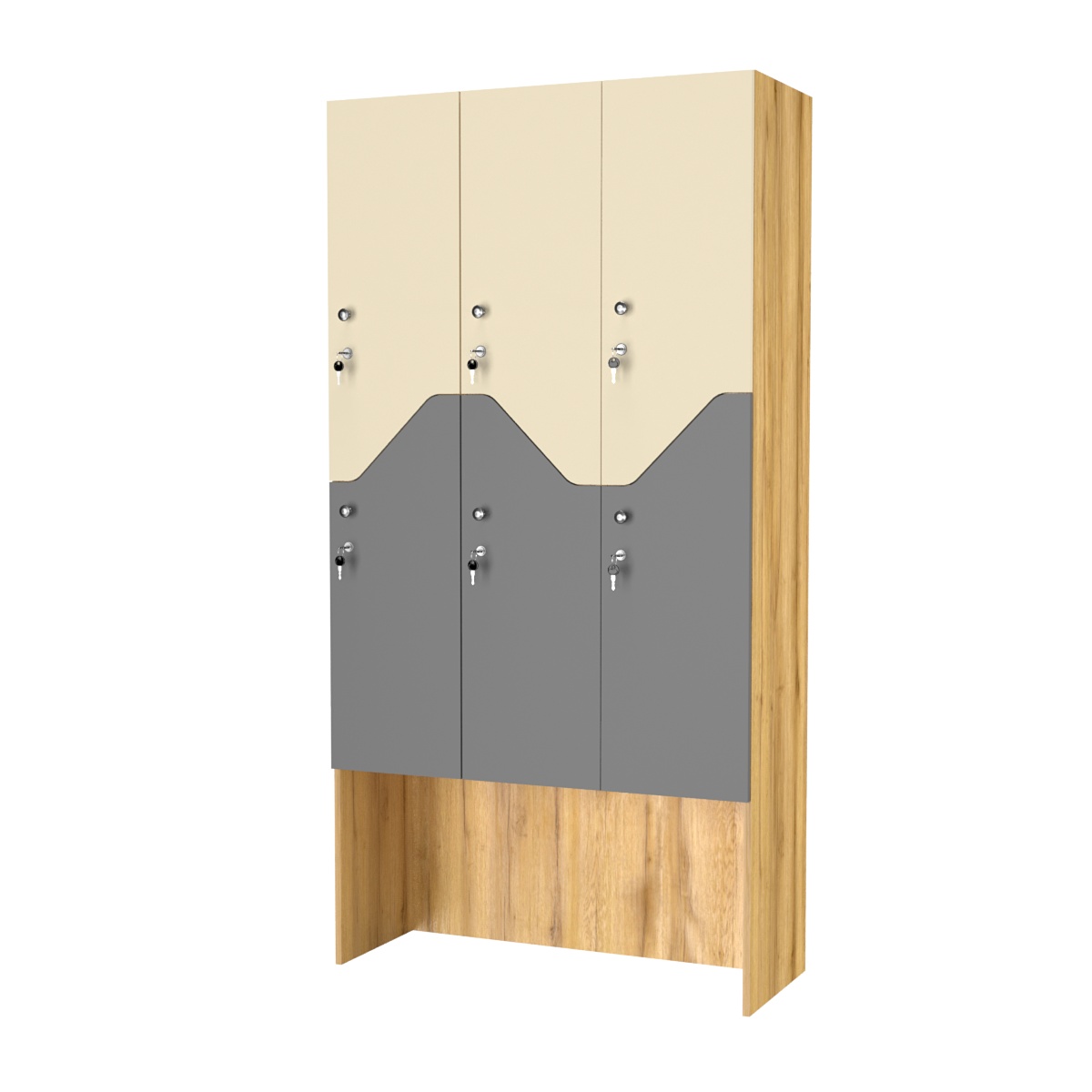 Шкаф для раздевалок СТАНДАРТ-Элегия №3-3Б Дуб Золотистый + Темно-серый + Крем вайс
