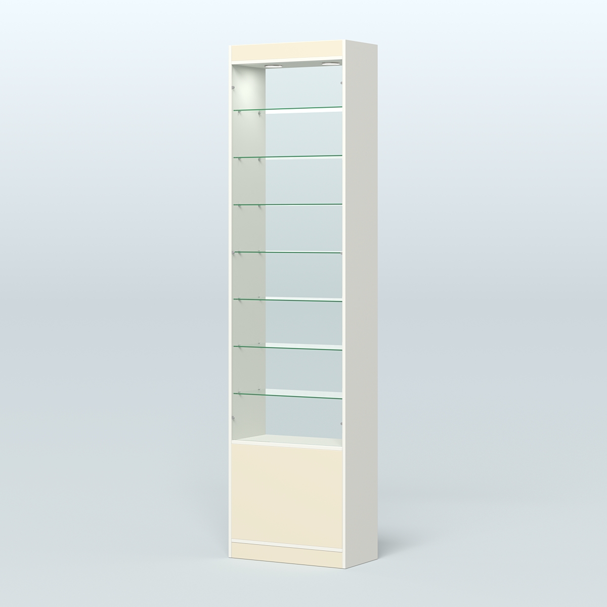 Высокая витрина серии Эконом №304-600 (без дверей) Белый + Крем Вайс