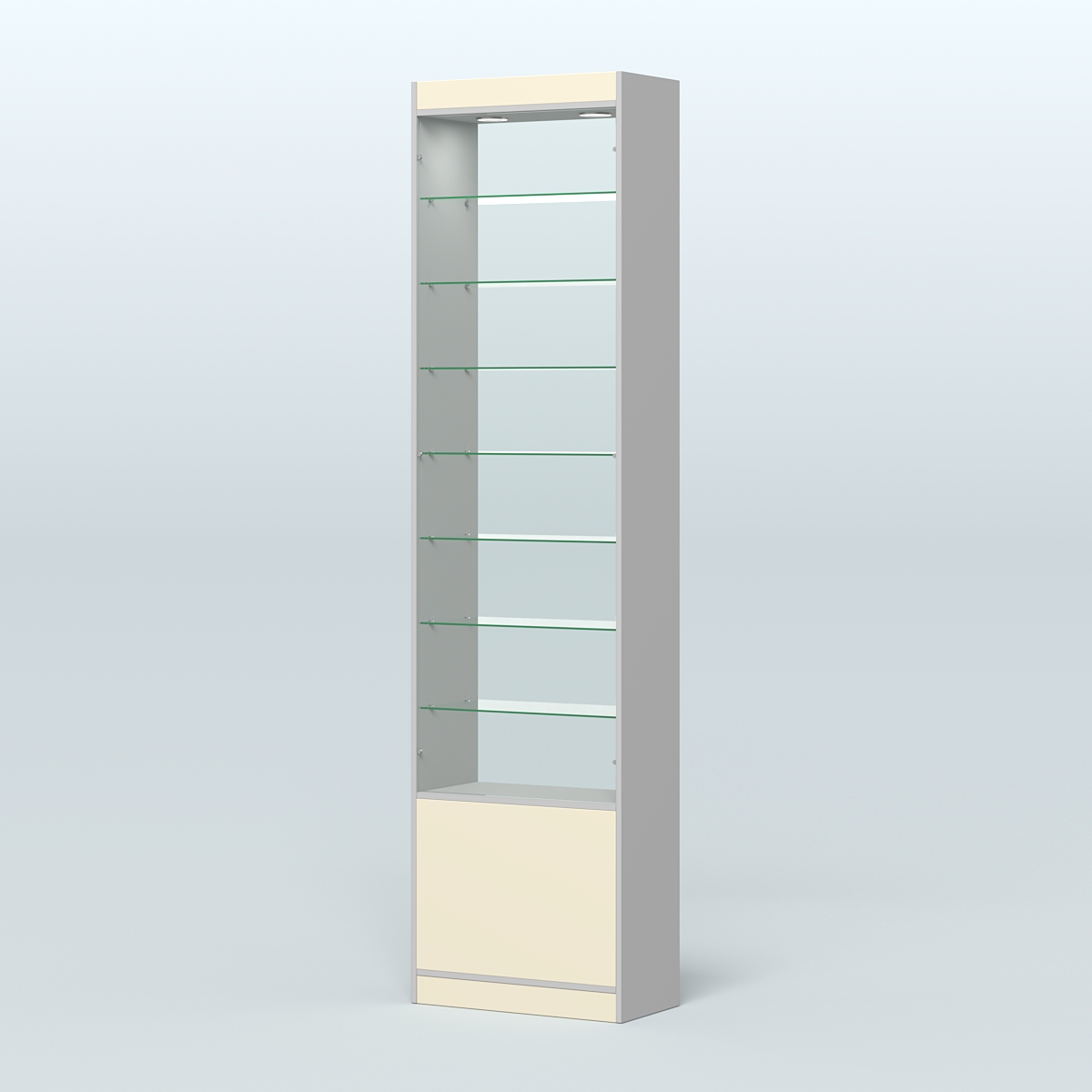 Высокая витрина серии Эконом №304-600 (без дверей) Серый + Крем Вайс
