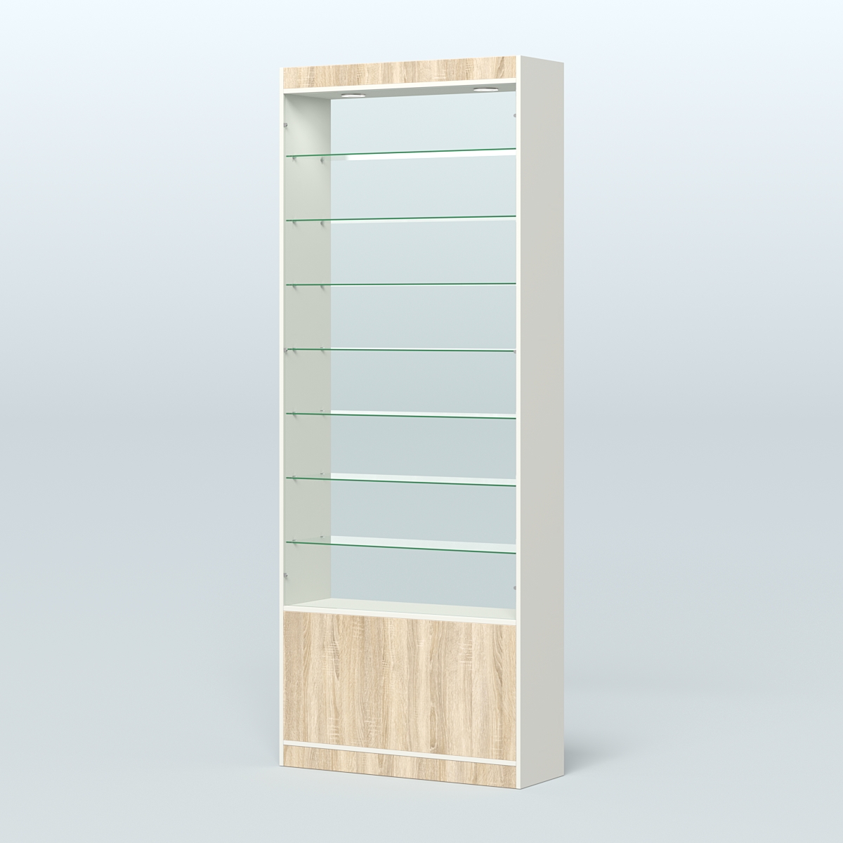 Высокая витрина серии Эконом №304-900 (без дверей) Белый + Дуб Сонома