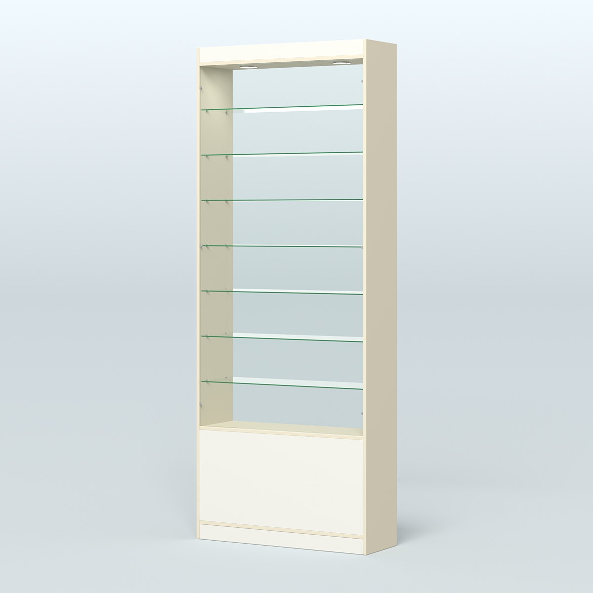 Высокая витрина серии Эконом №304-900 (без дверей) Крем Вайс + Белый