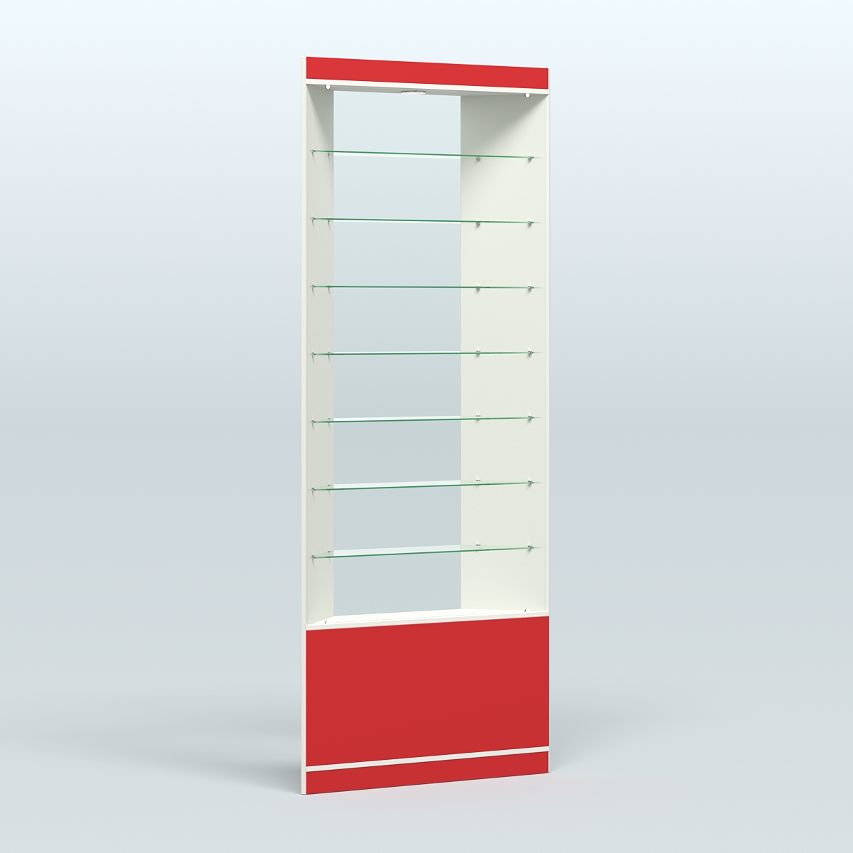 Высокая витрина серии Эконом №305 внешний угол (без дверей) Белый + Красный