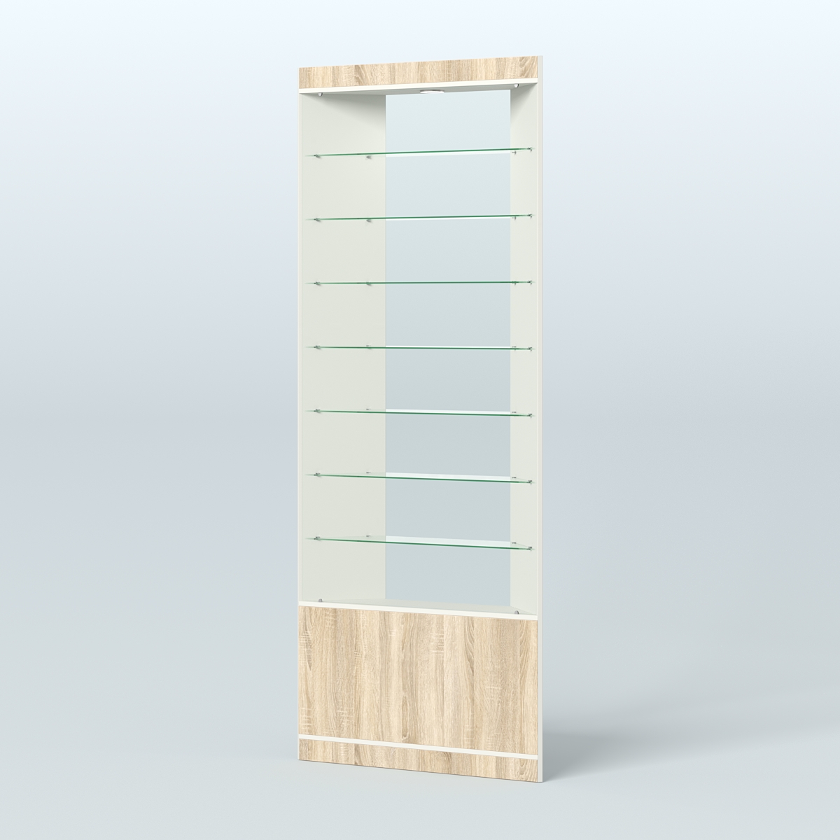 Высокая витрина серии Эконом №305 внешний угол (без дверей) Белый + Дуб Сонома