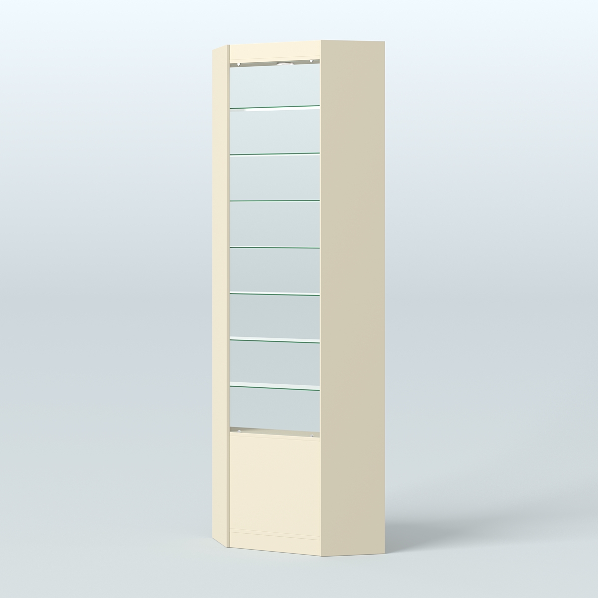 Высокая витрина серии Эконом №305А внутренний угол (без дверей) Крем Вайс