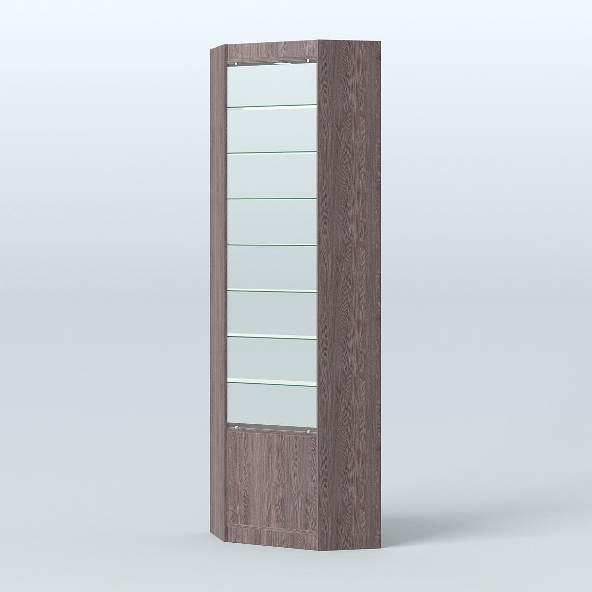 Высокая витрина серии Эконом №305А внутренний угол (без дверей) Ясень Анкор темный