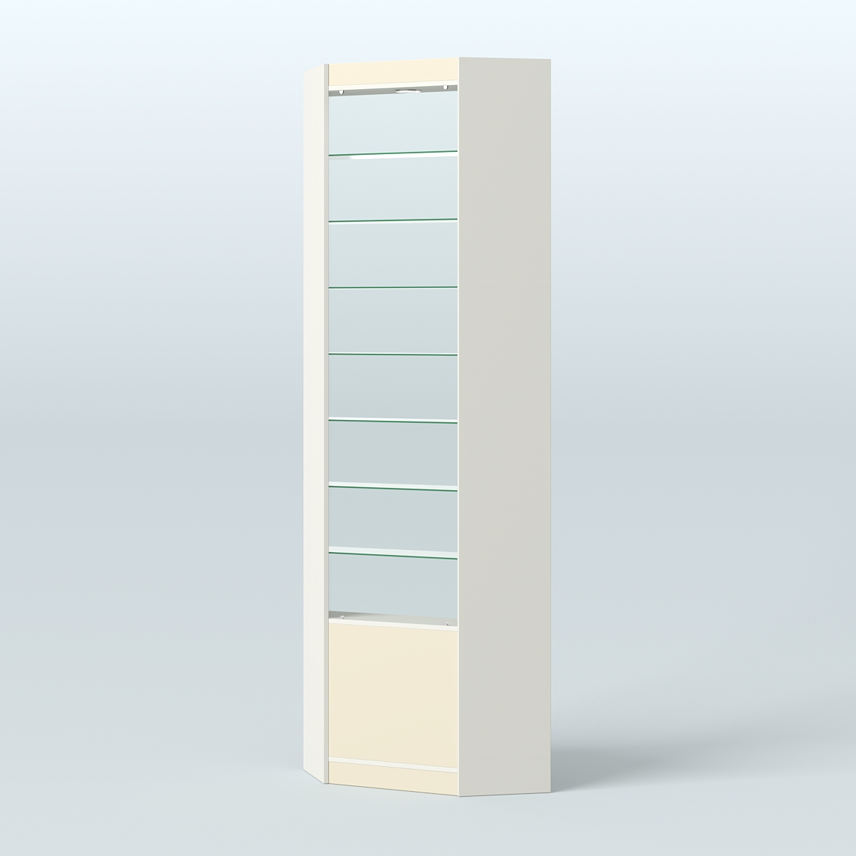 Высокая витрина серии Эконом №305А внутренний угол (без дверей) Белый + Крем Вайс