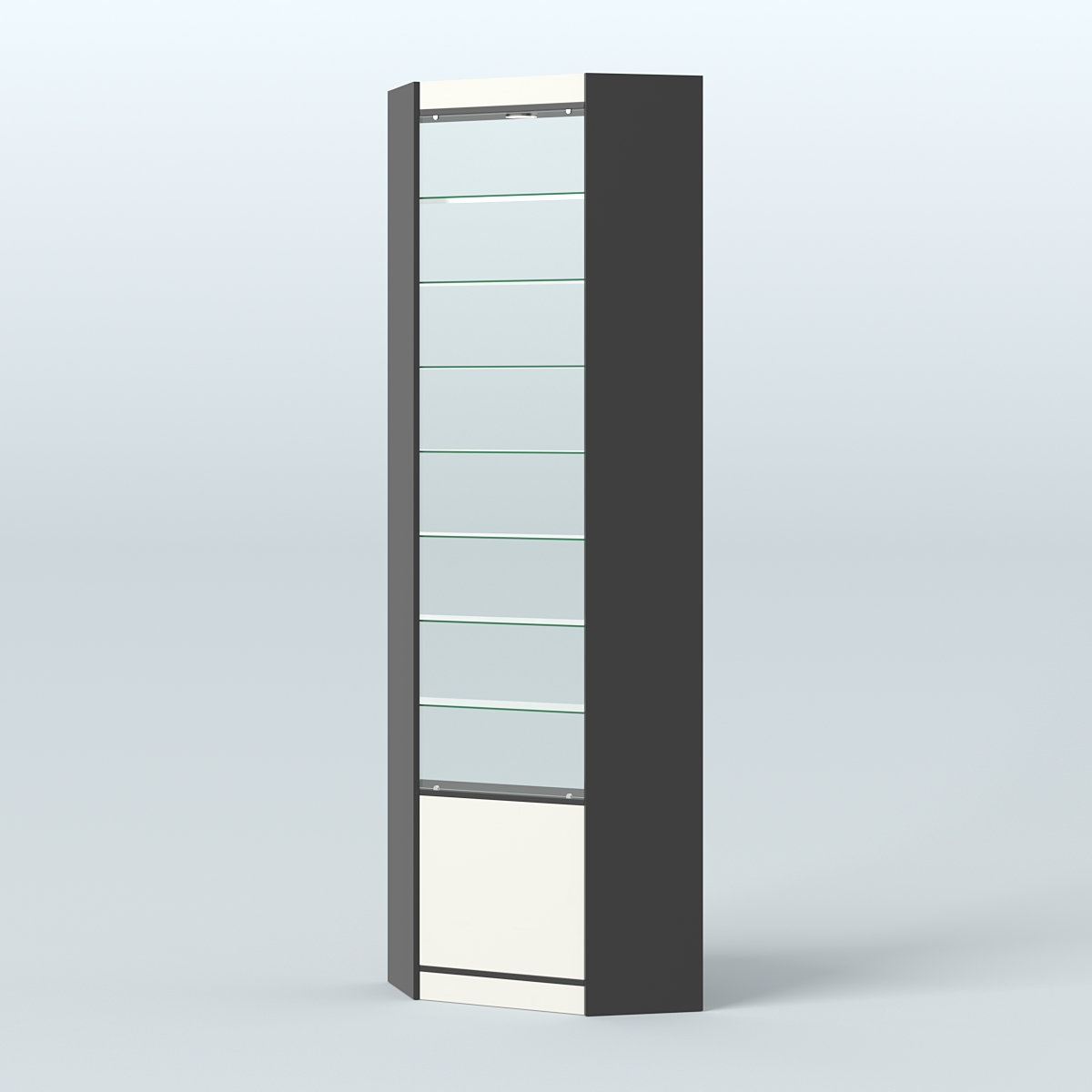 Высокая витрина серии Эконом №305А внутренний угол (без дверей) Черный + Белый