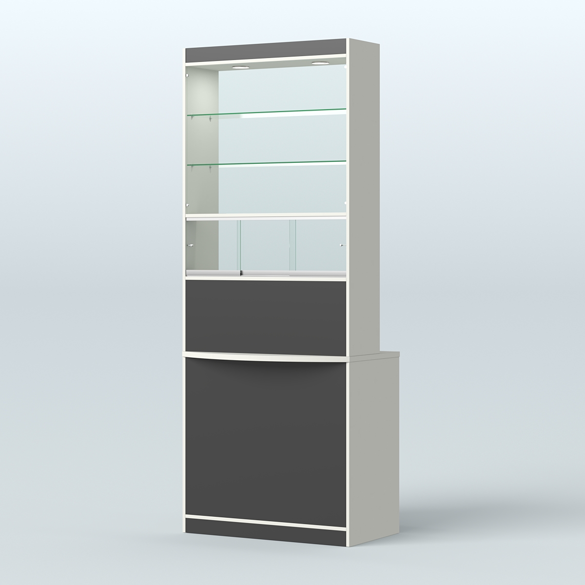 Высокая витрина-прилавок Эконом №3В Белый и Черный