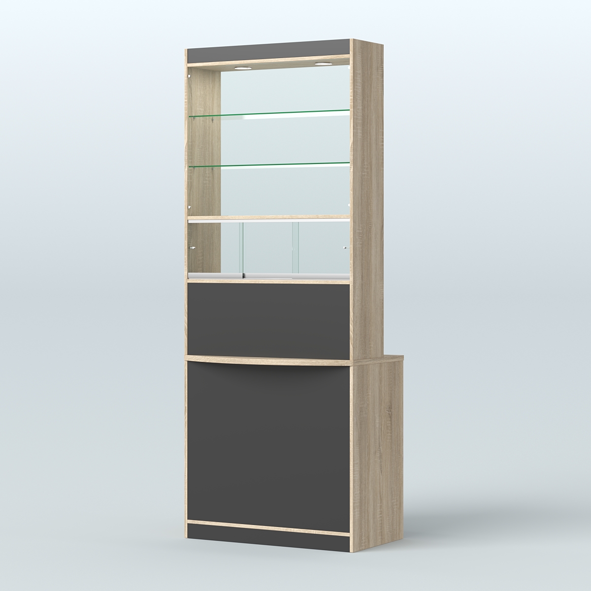 Высокая витрина-прилавок Эконом №3В Дуб Сонома + Черный