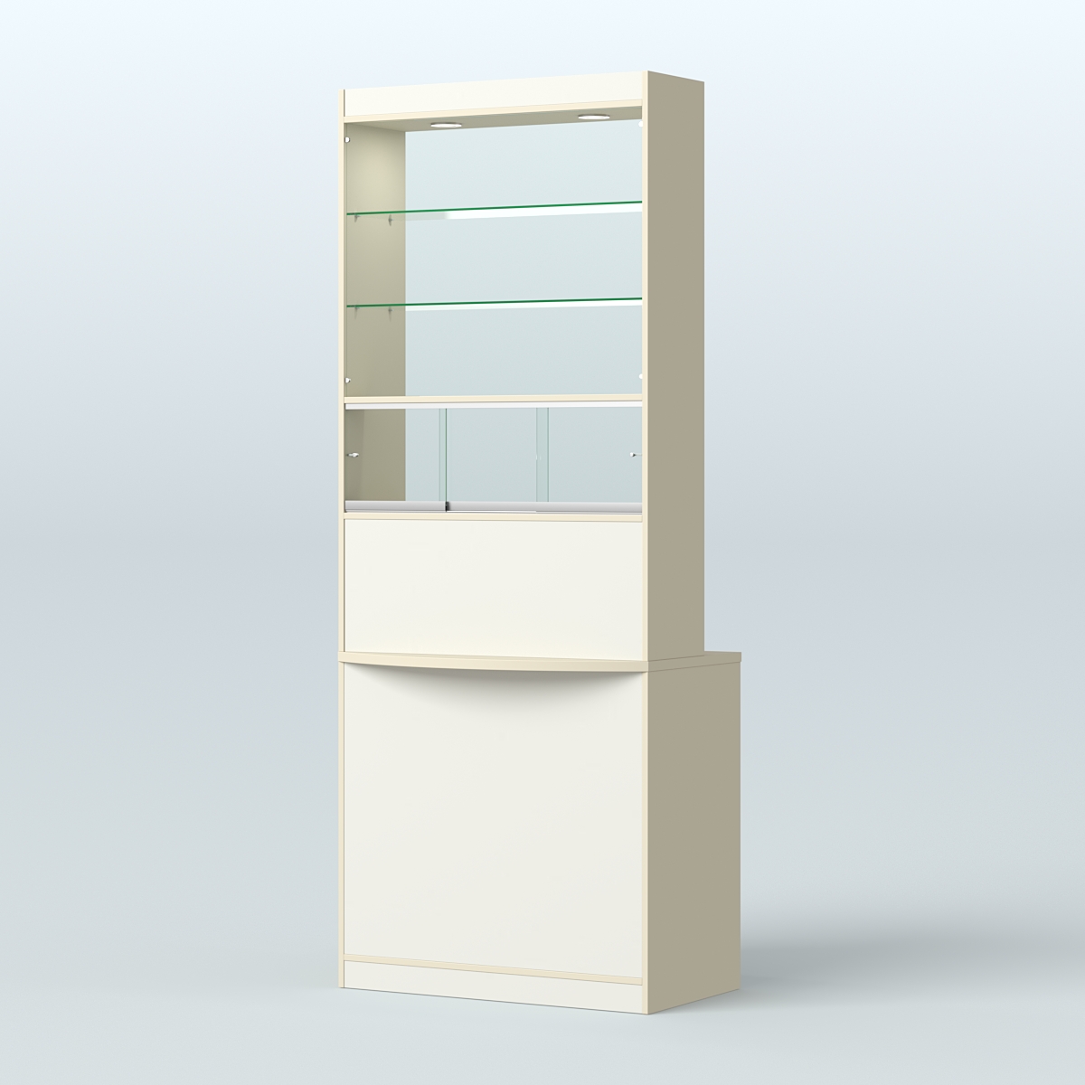 Высокая витрина-прилавок Эконом №3В Крем Вайс + Белый