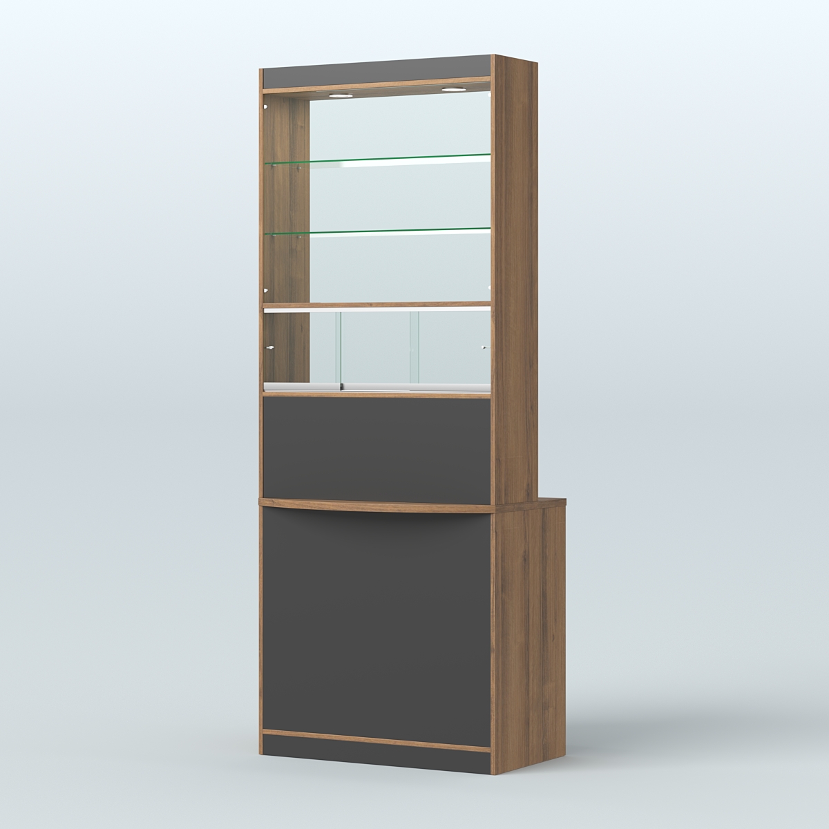 Высокая витрина-прилавок Эконом №3В Орех + Черный