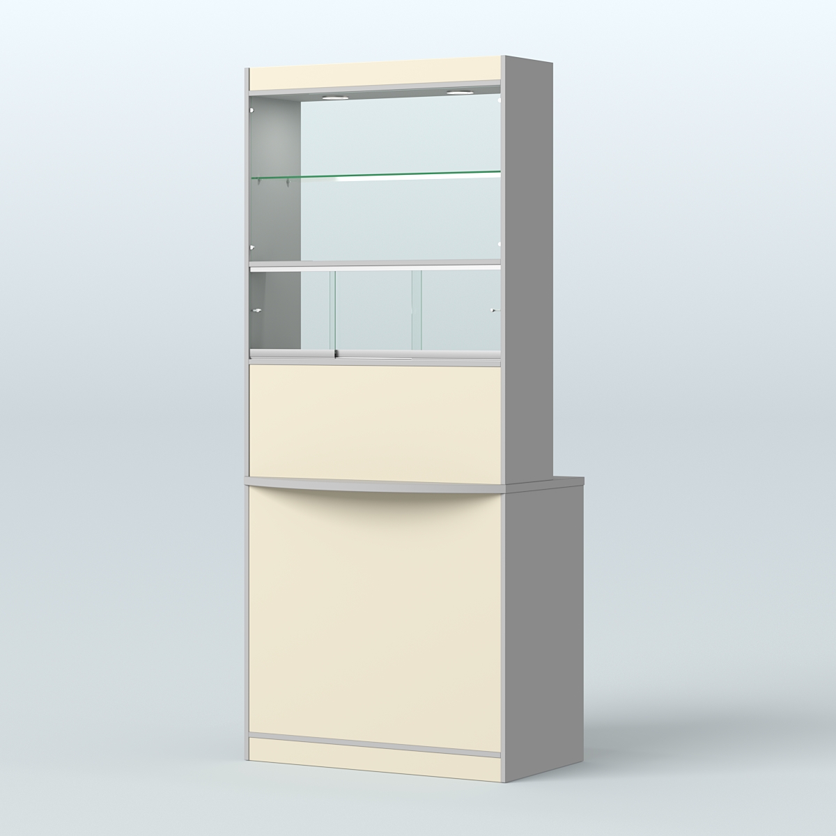 Витрина-прилавок Аптека №3 Серый + Крем Вайс