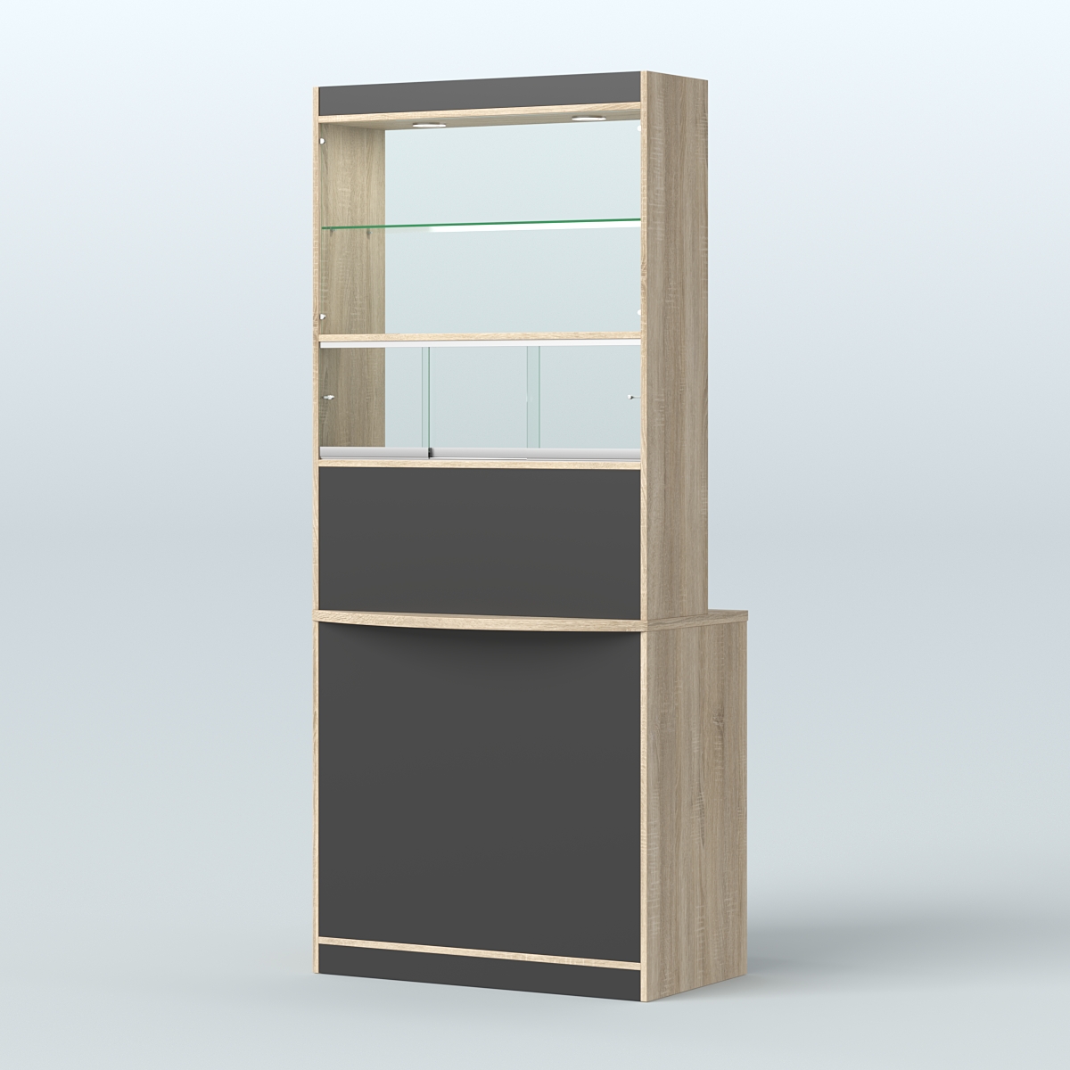 Витрина-прилавок Аптека №3 Дуб Сонома + Черный