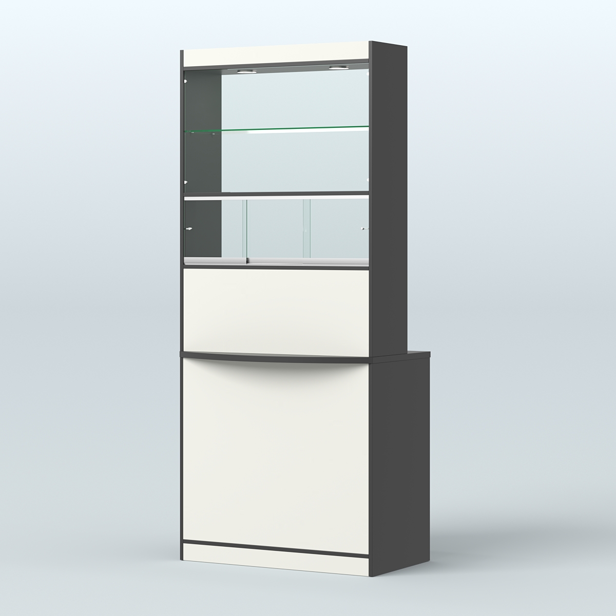 Витрина-прилавок Аптека №3 Черный + Белый