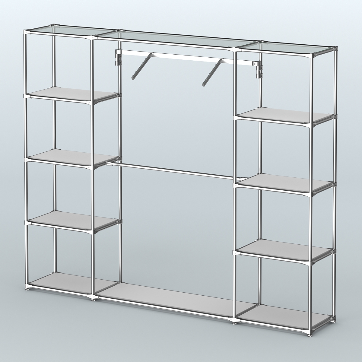 Торговая система ХРОМ без ДСП 2430 мм с полками ДСП и поручнями №11 Серый