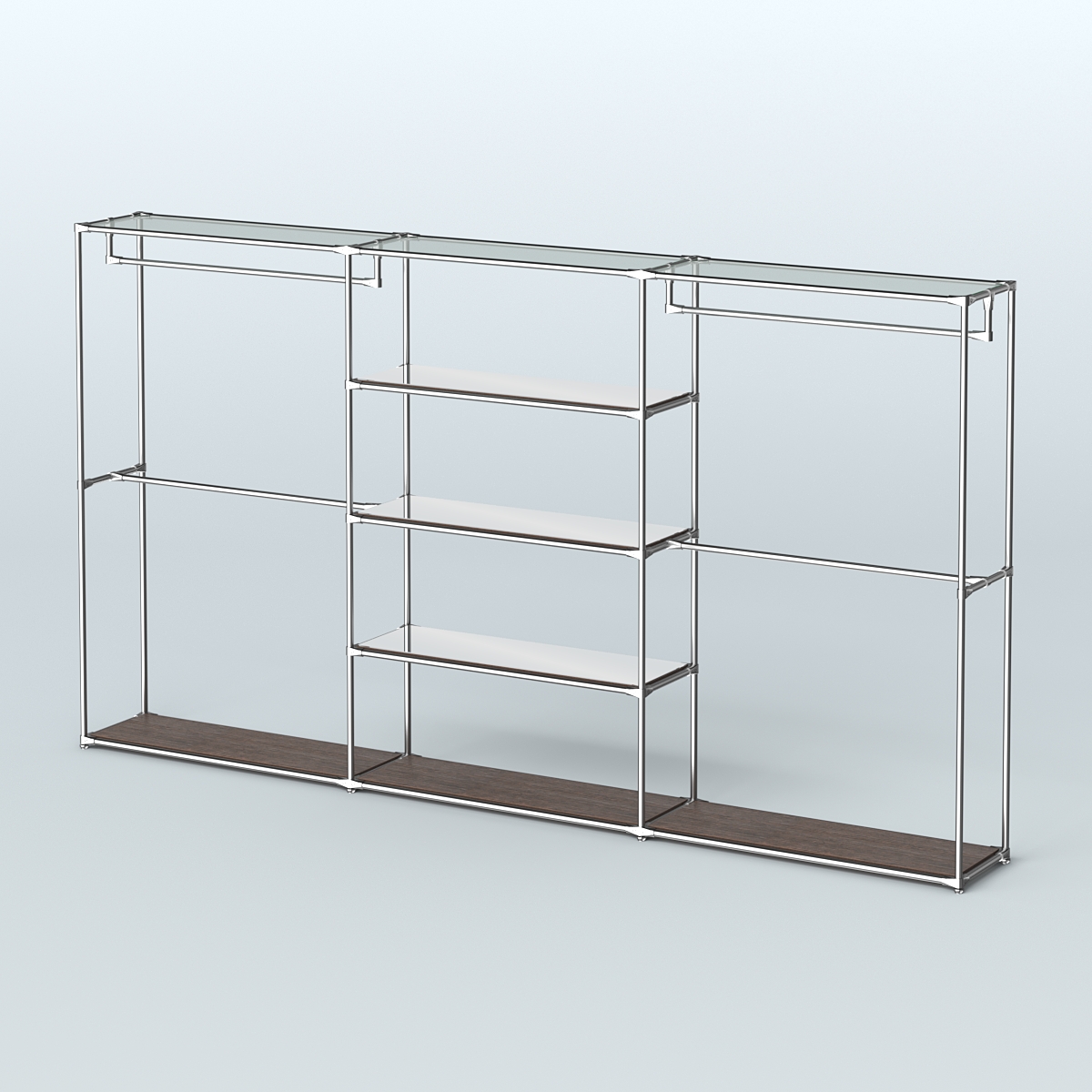 Торговая система ХРОМ без ДСП 3600 мм с зеркальными полками и поручнями №2 Дуб Венге