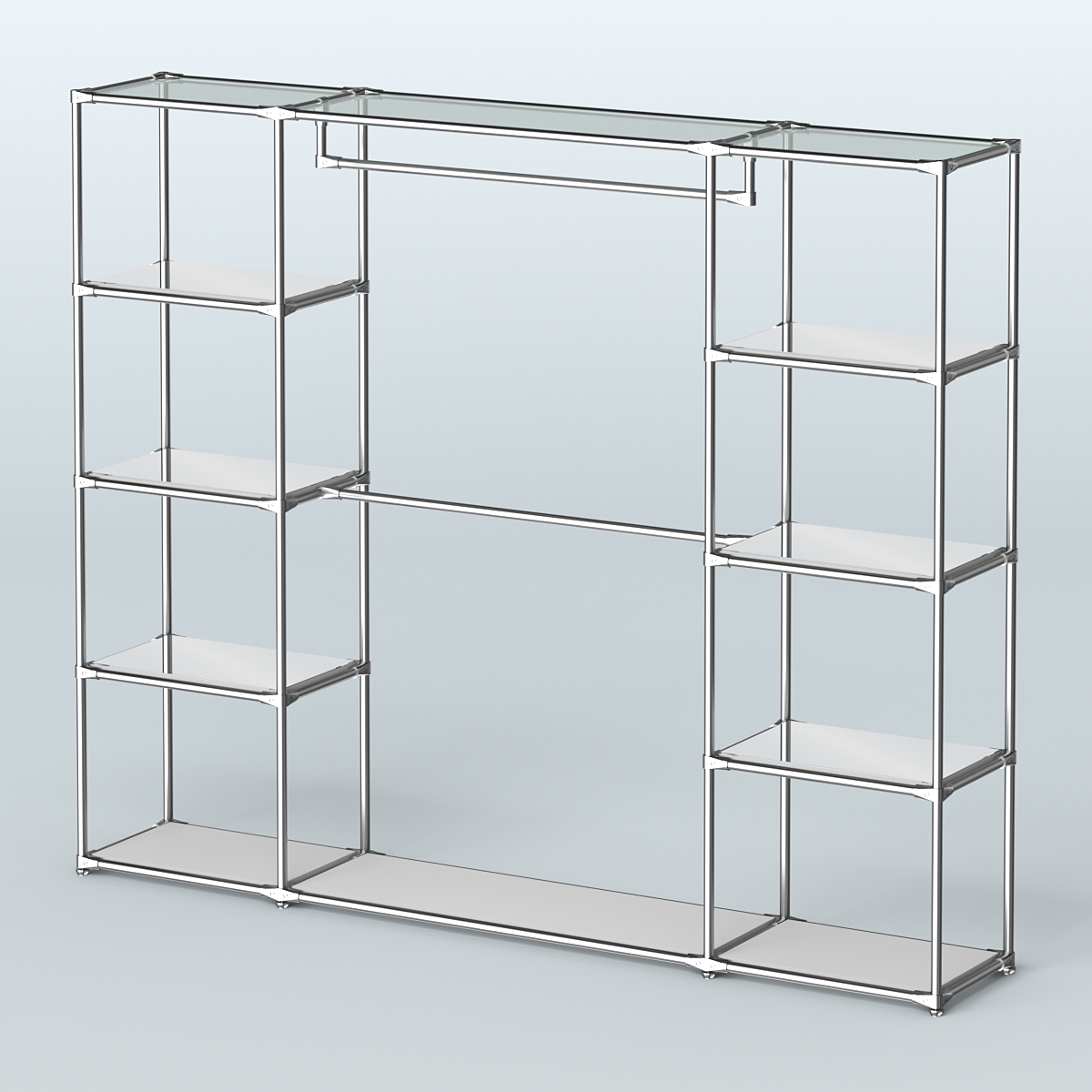 Торговая система ХРОМ без ДСП 2430 мм с зеркальными полками и поручнями №3 Серый