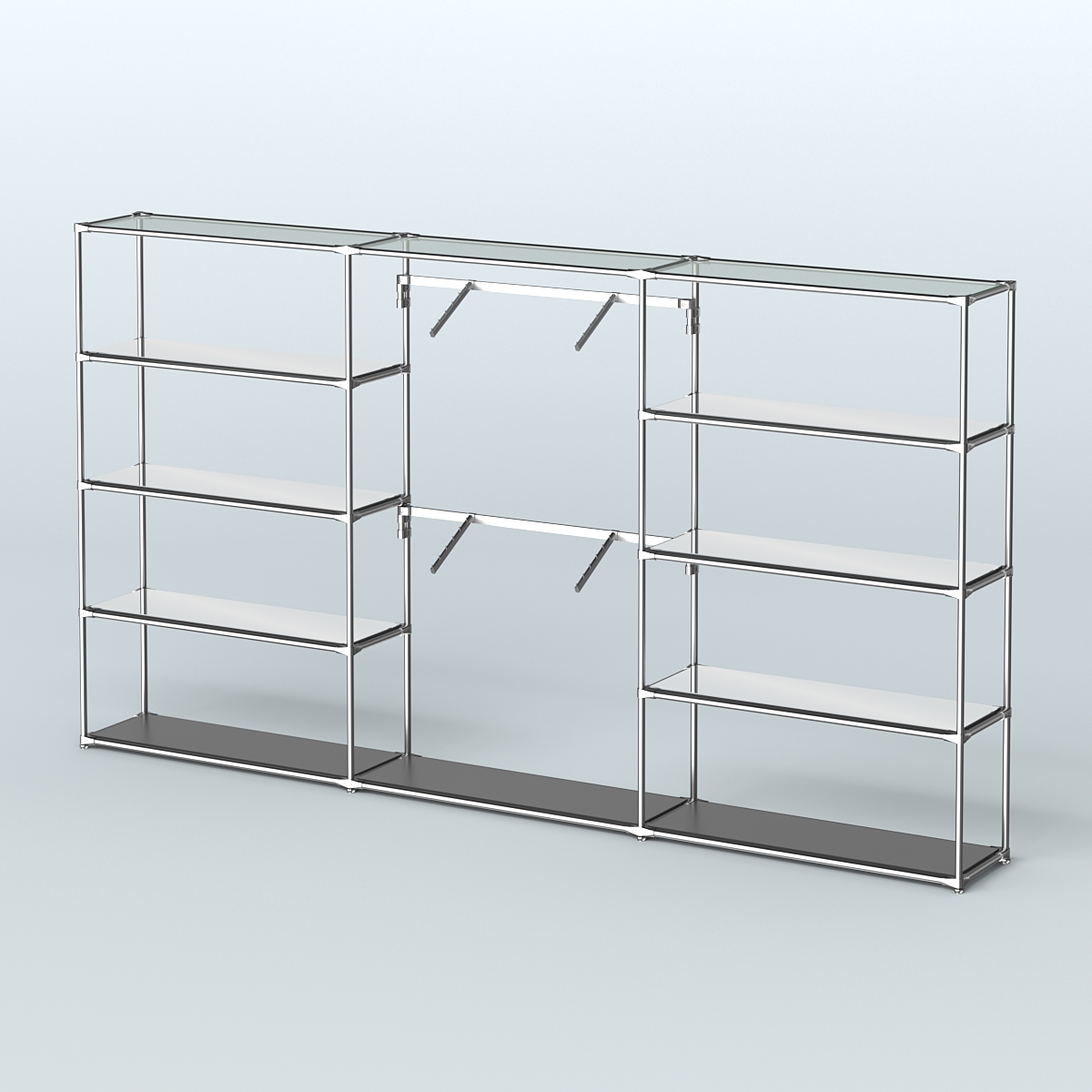 Торговая система ХРОМ без ДСП 3600 мм с зеркальными полками и поручнями №6 Черный