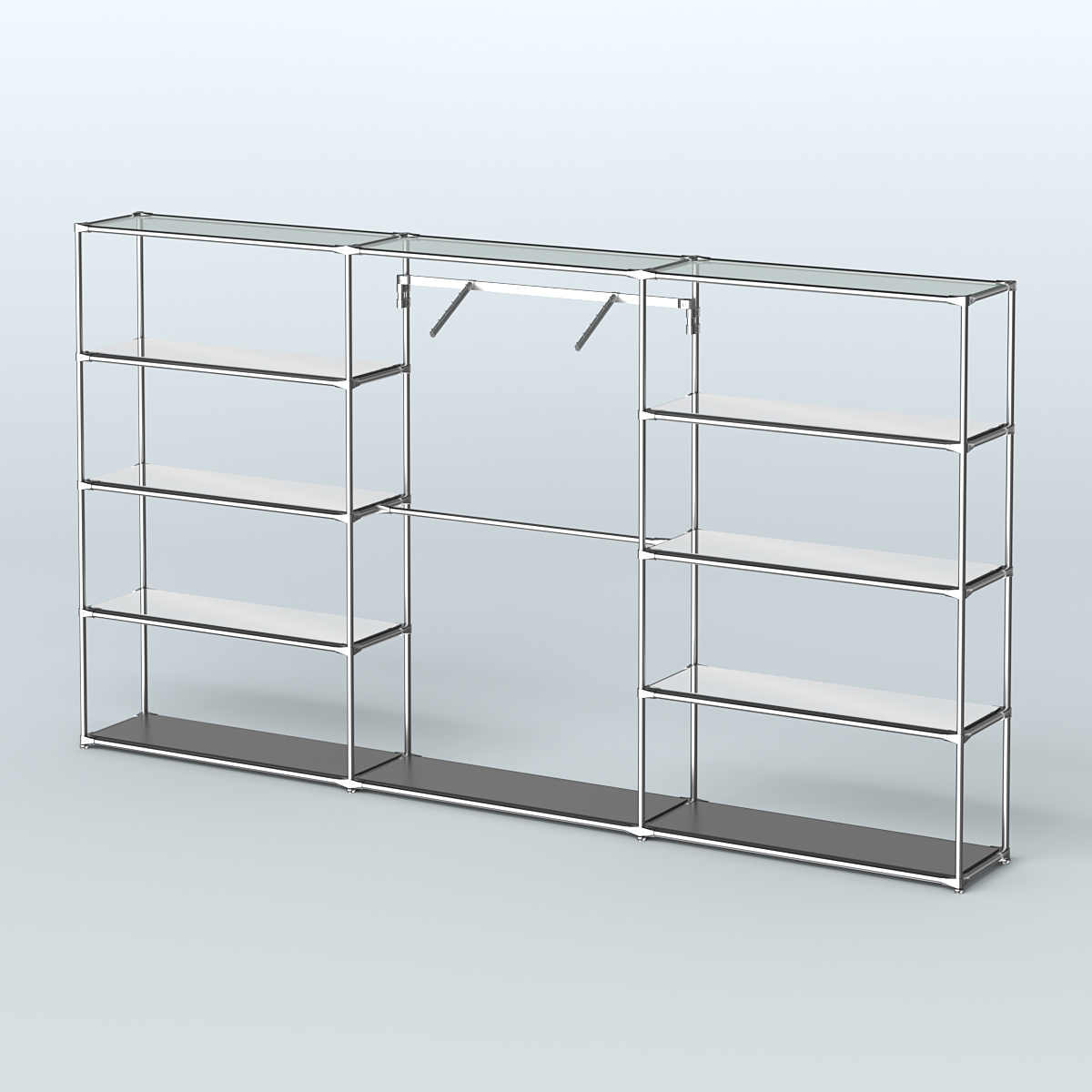 Торговая система ХРОМ без ДСП 3600 мм с зеркальными полками и поручнями №9 Черный