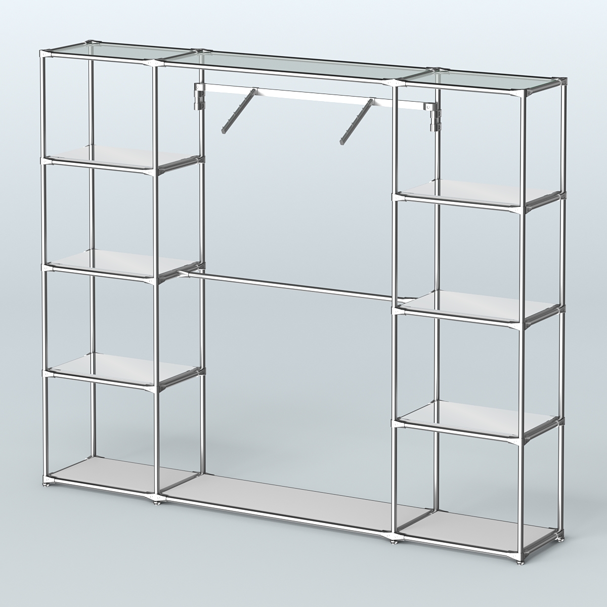 Торговая система ХРОМ без ДСП 2430 мм с зеркальными полками и поручнями №11 Серый