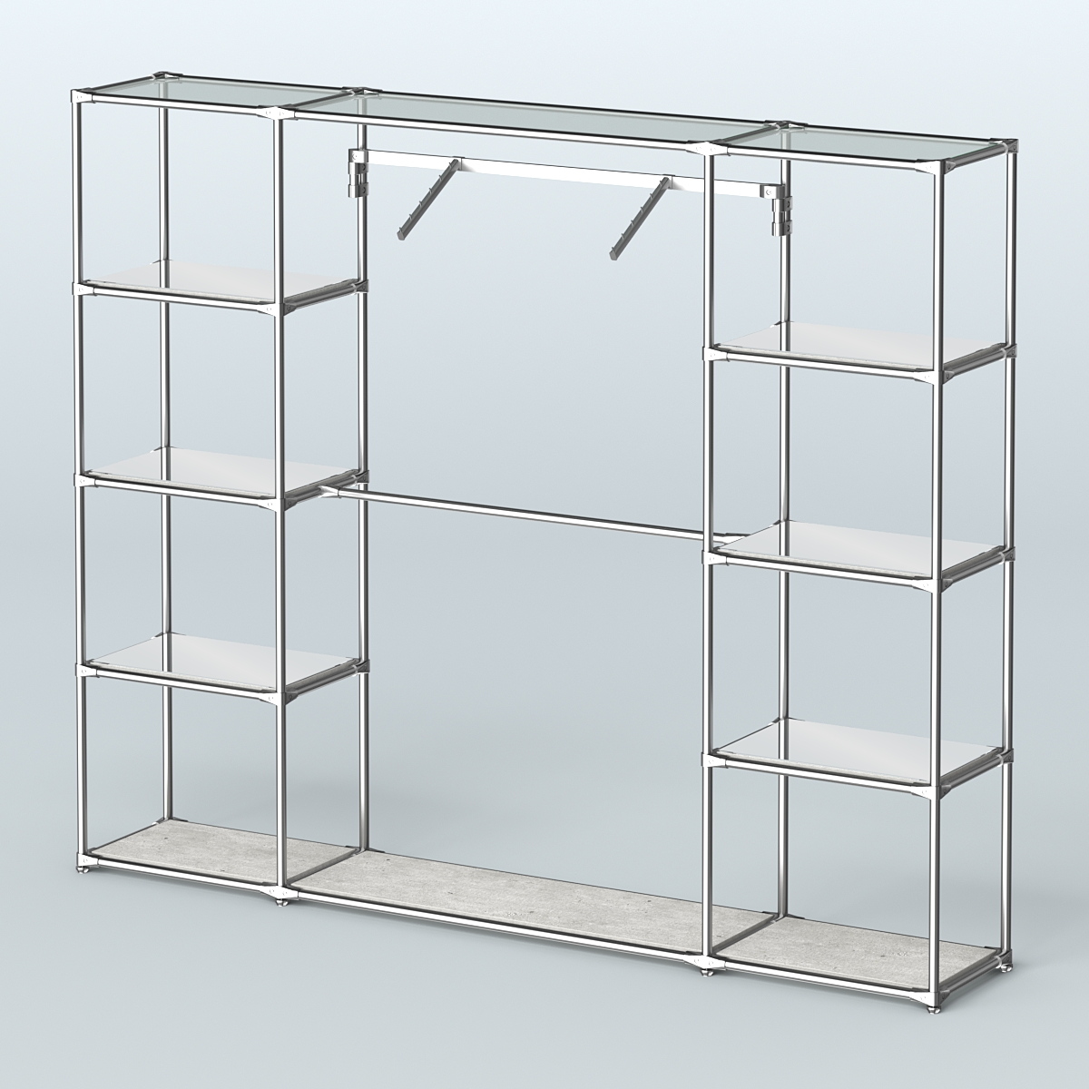 Торговая система ХРОМ без ДСП 2430 мм с зеркальными полками и поручнями №11 Метрополитан Грей