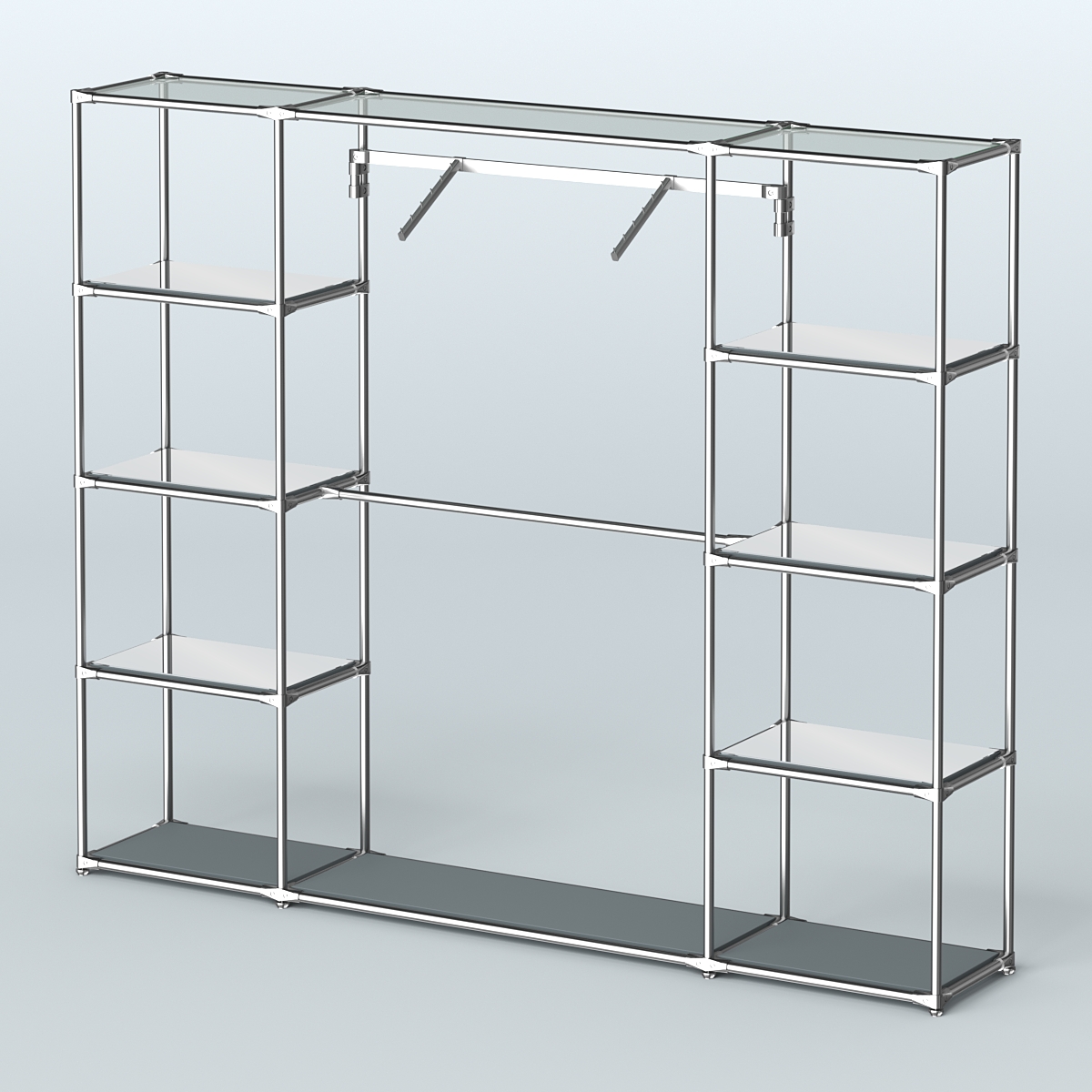 Торговая система ХРОМ без ДСП 2430 мм с зеркальными полками и поручнями №11 Темно-Серый