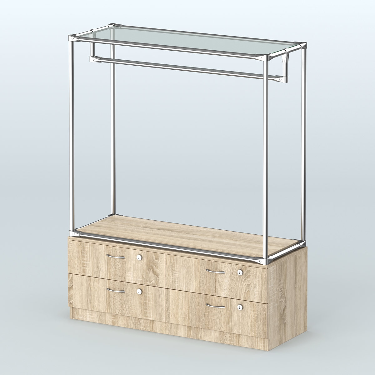 Островная торговая система ХРОМ 1200 мм с тумбами №1 Дуб Сонома