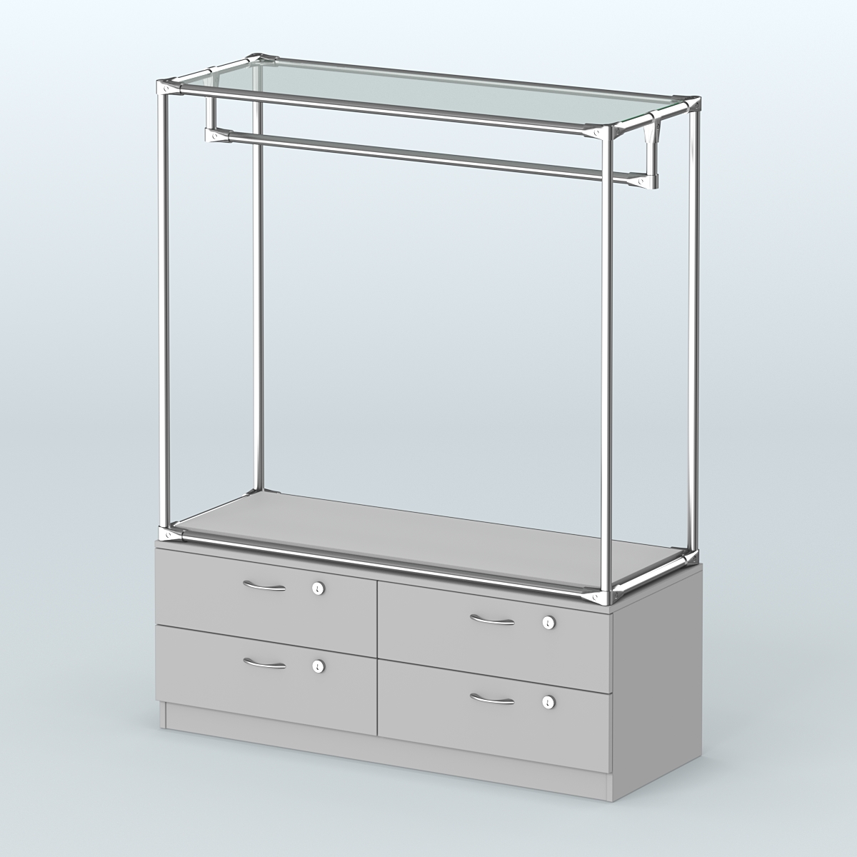 Островная торговая система ХРОМ 1200 мм с тумбами №1 Серый