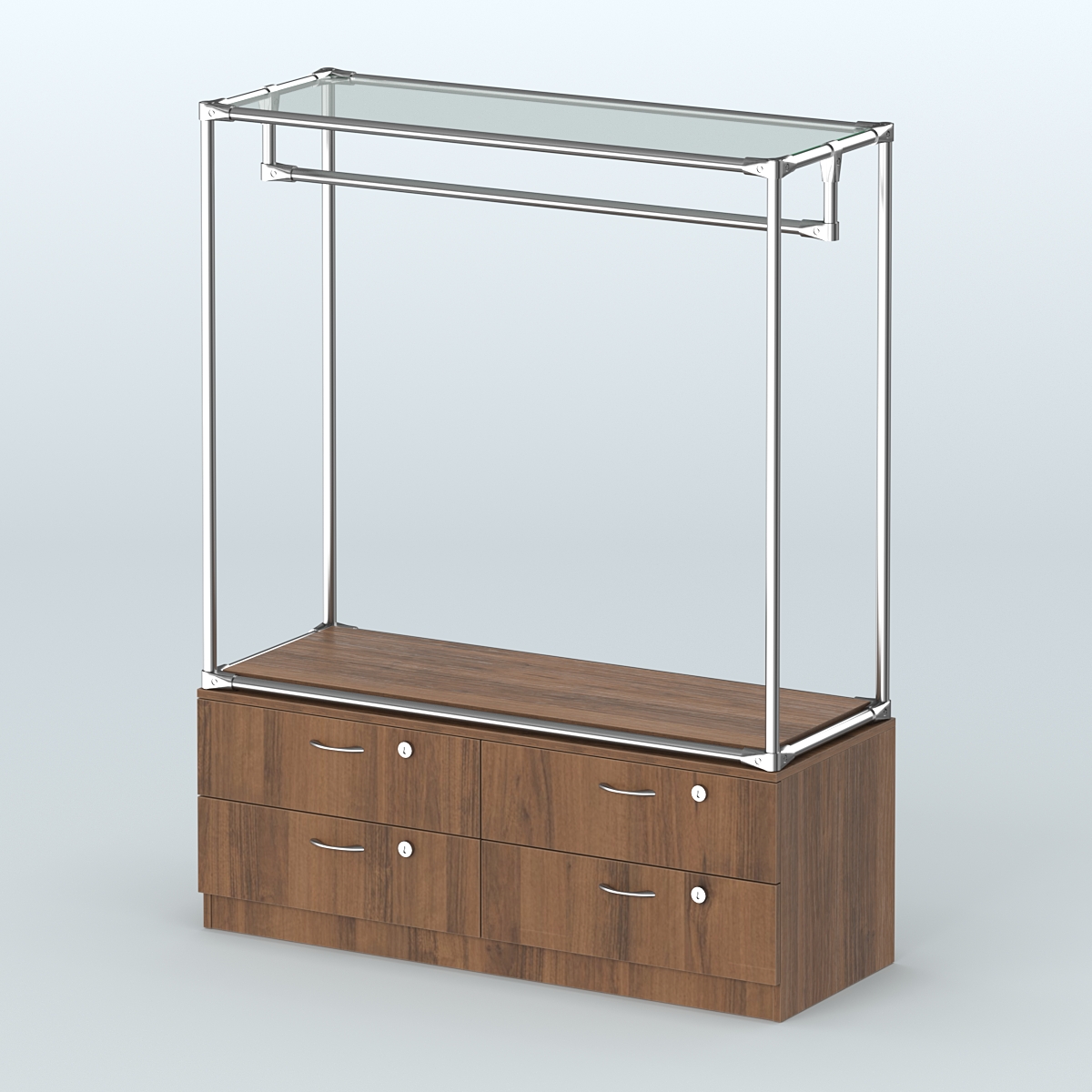 Островная торговая система ХРОМ 1200 мм с тумбами №1 Орех