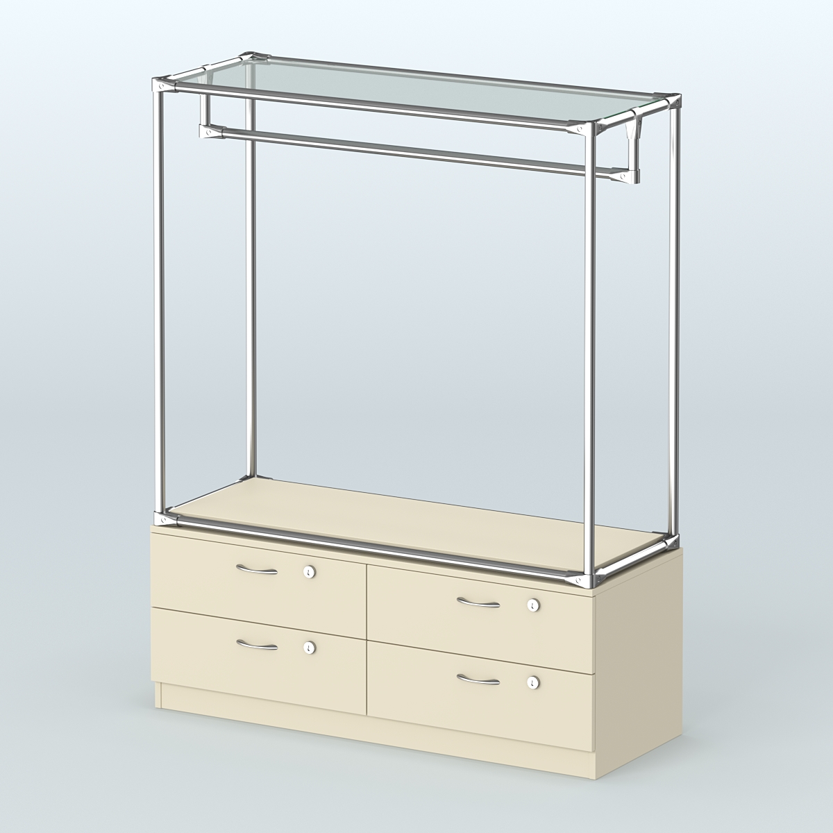 Островная торговая система ХРОМ 1200 мм с тумбами №1 Крем Вайс