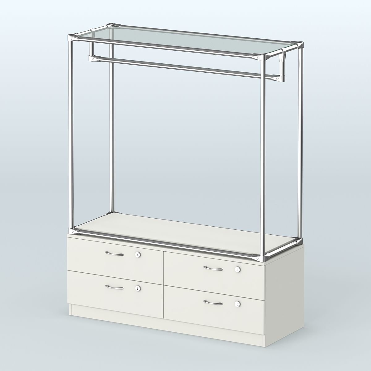 Островная торговая система ХРОМ 1200 мм с тумбами №1 Белый