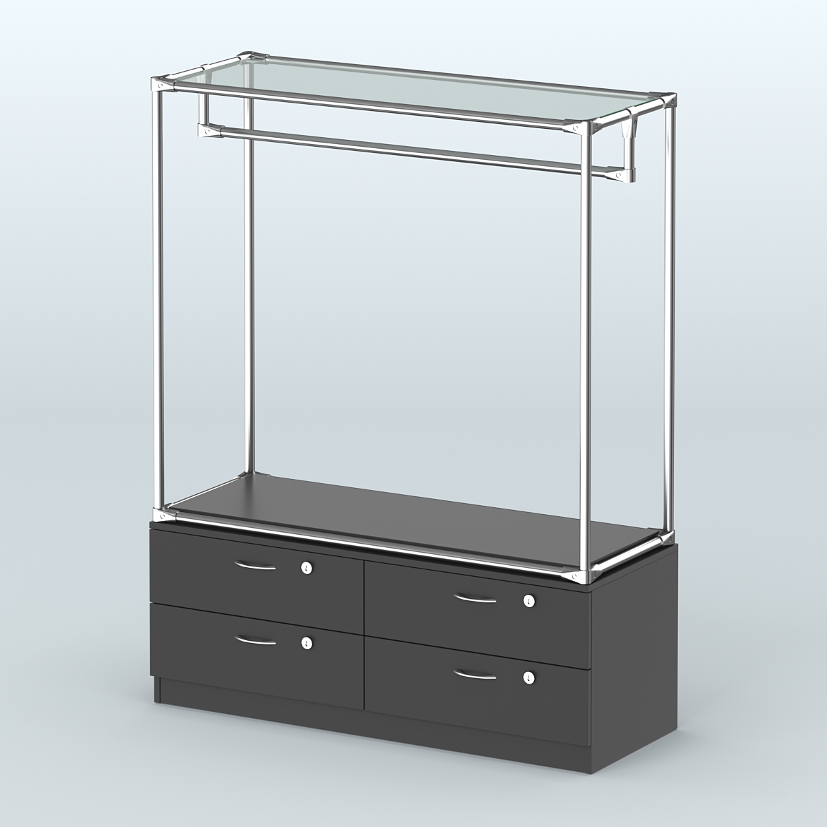 Островная торговая система ХРОМ 1200 мм с тумбами №1 Черный