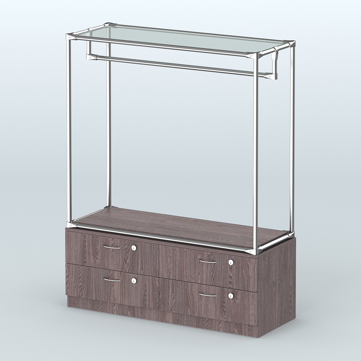 Островная торговая система ХРОМ 1200 мм с тумбами №1 Ясень Анкор темный