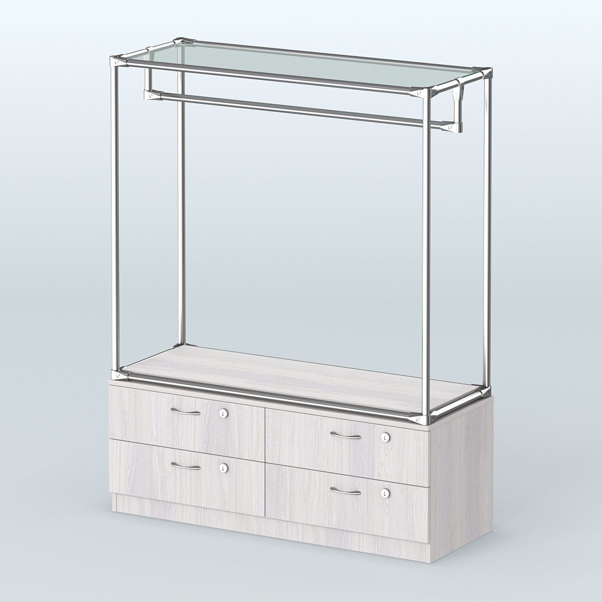 Островная торговая система ХРОМ 1200 мм с тумбами №1 Ясень Анкор светлый