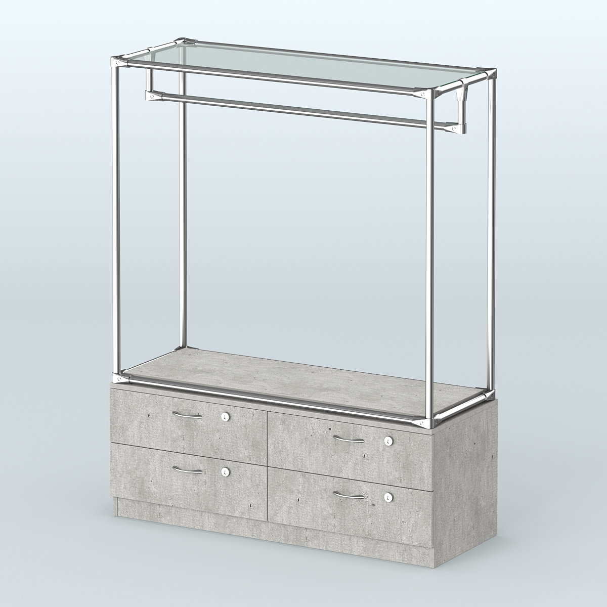 Островная торговая система ХРОМ 1200 мм с тумбами №1 Метрополитан Грей