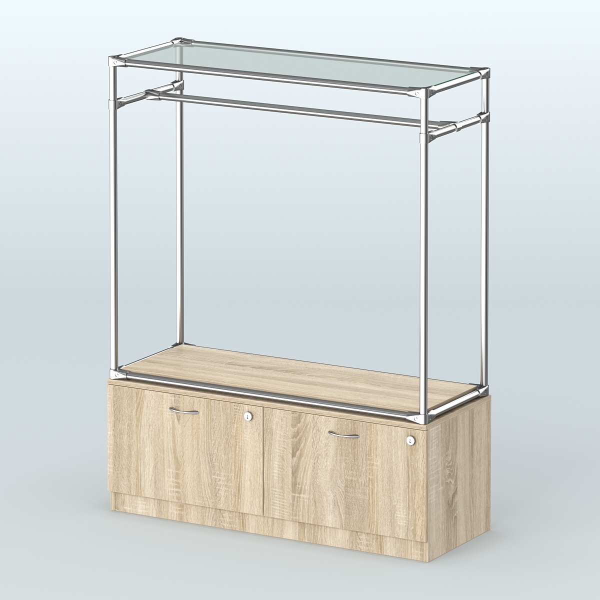 Островная торговая система ХРОМ 1200 мм с тумбами №2 Дуб Сонома