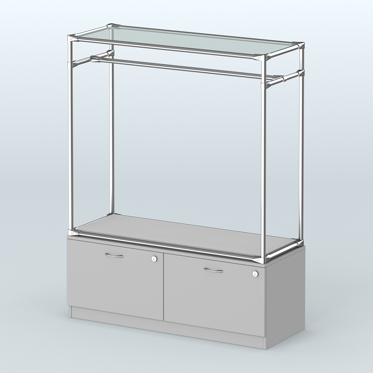 Островная торговая система ХРОМ 1200 мм с тумбами №2 Серый