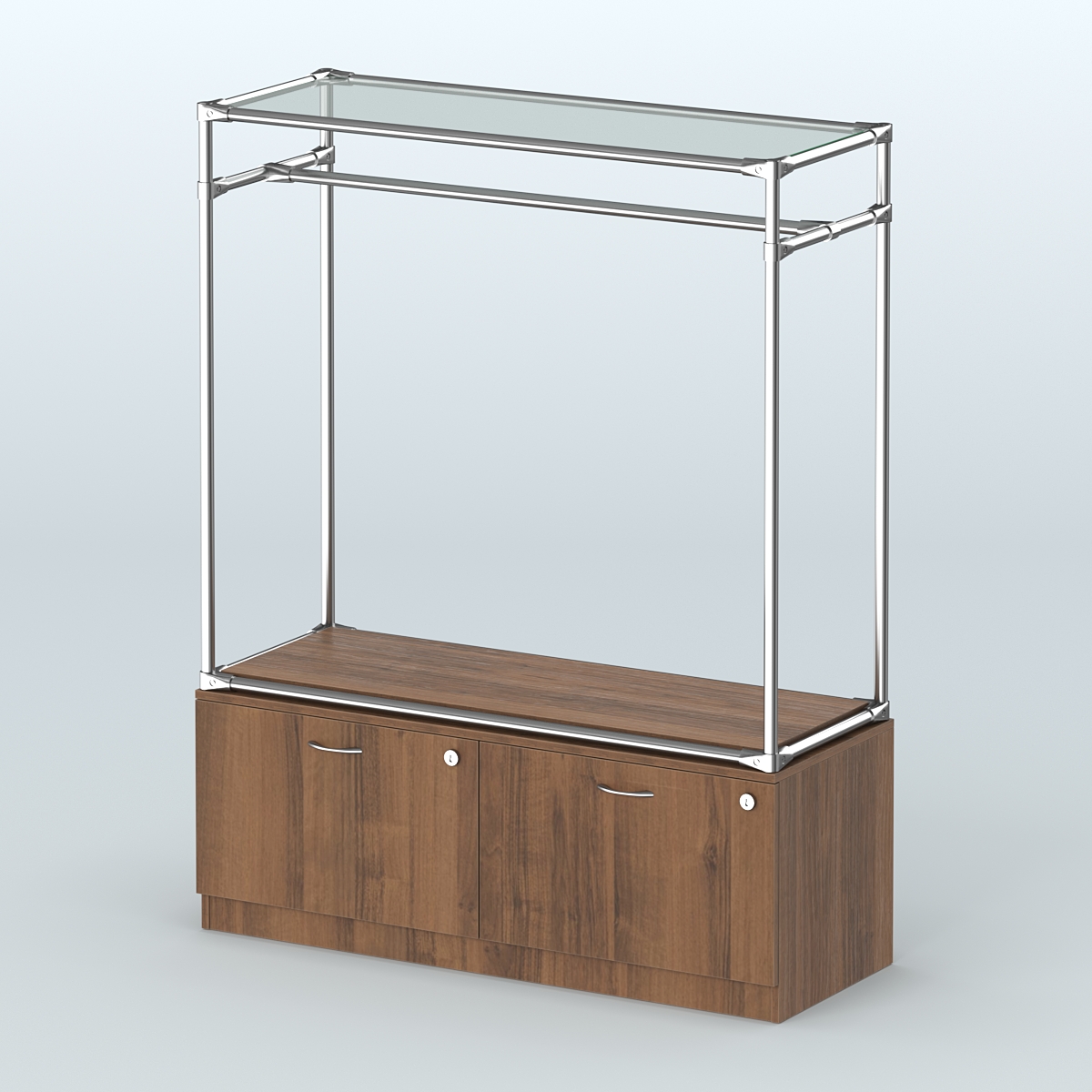 Островная торговая система ХРОМ 1200 мм с тумбами №2 Орех