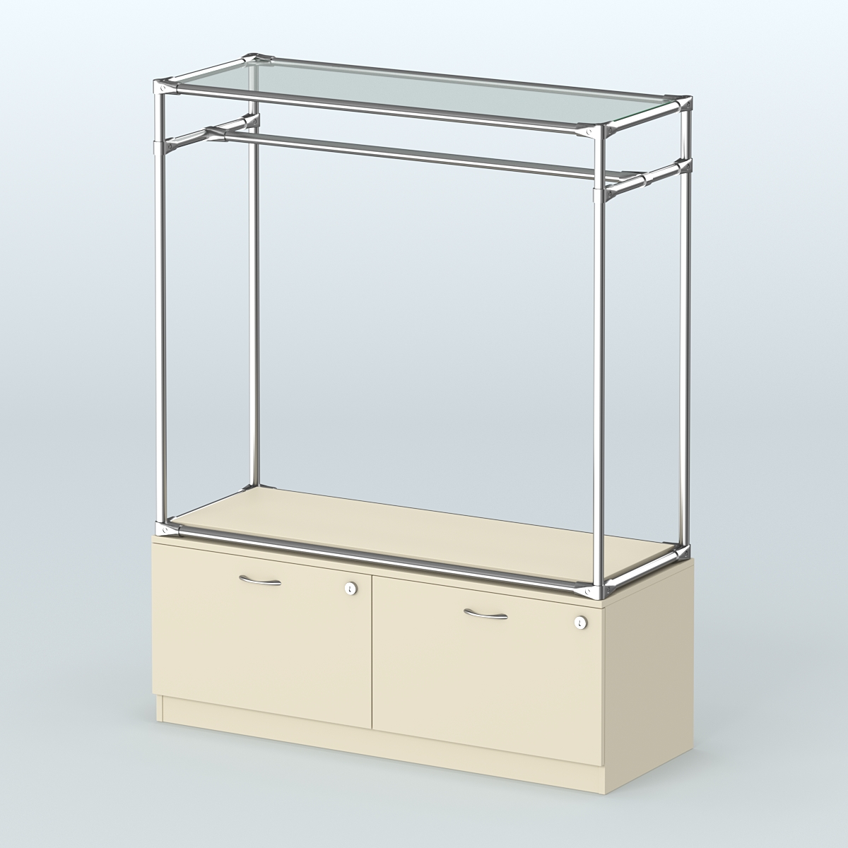 Островная торговая система ХРОМ 1200 мм с тумбами №2 Крем Вайс