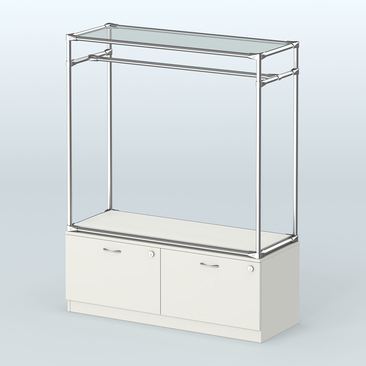 Островная торговая система ХРОМ 1200 мм с тумбами №2 Белый