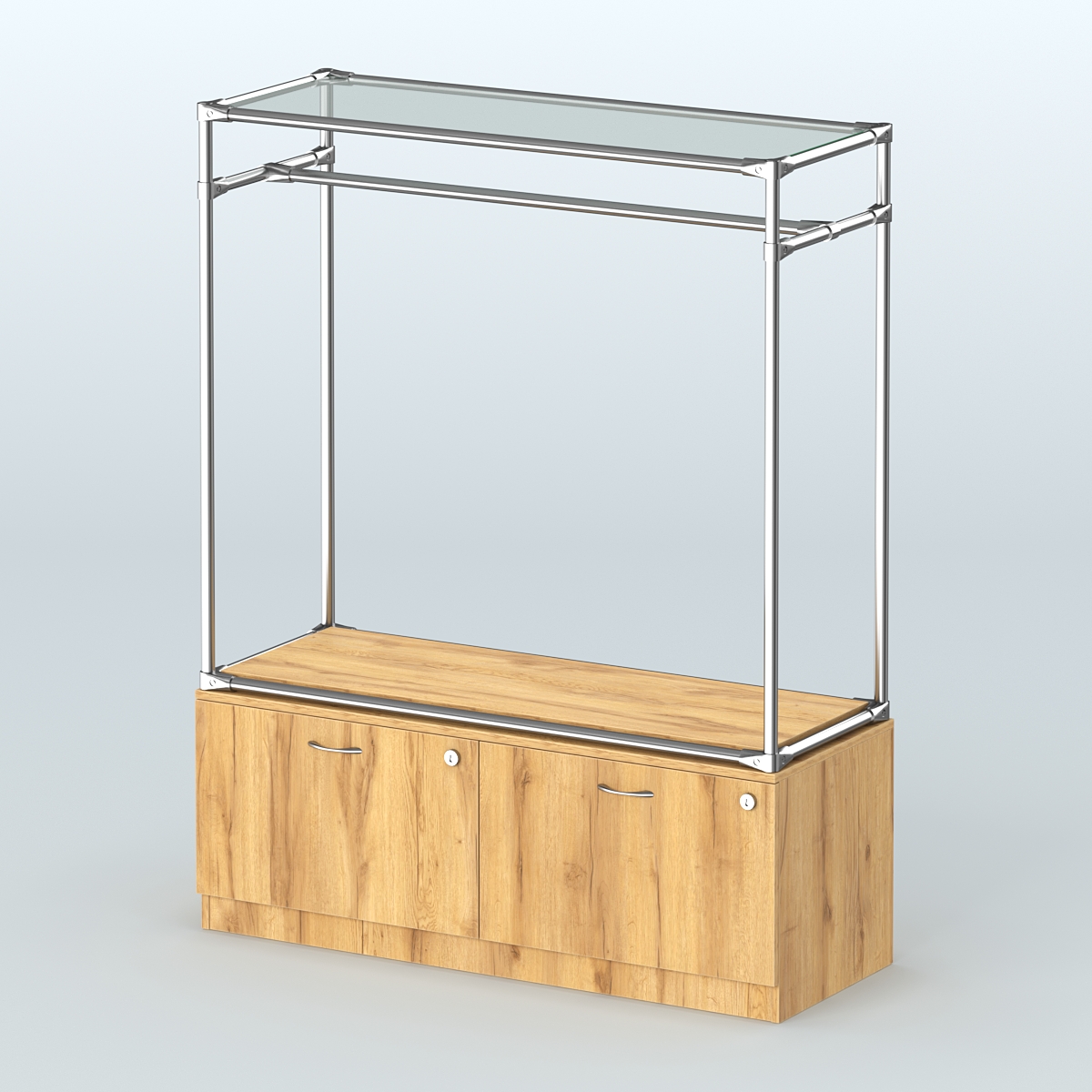 Островная торговая система ХРОМ 1200 мм с тумбами №2 Дуб Золотистый