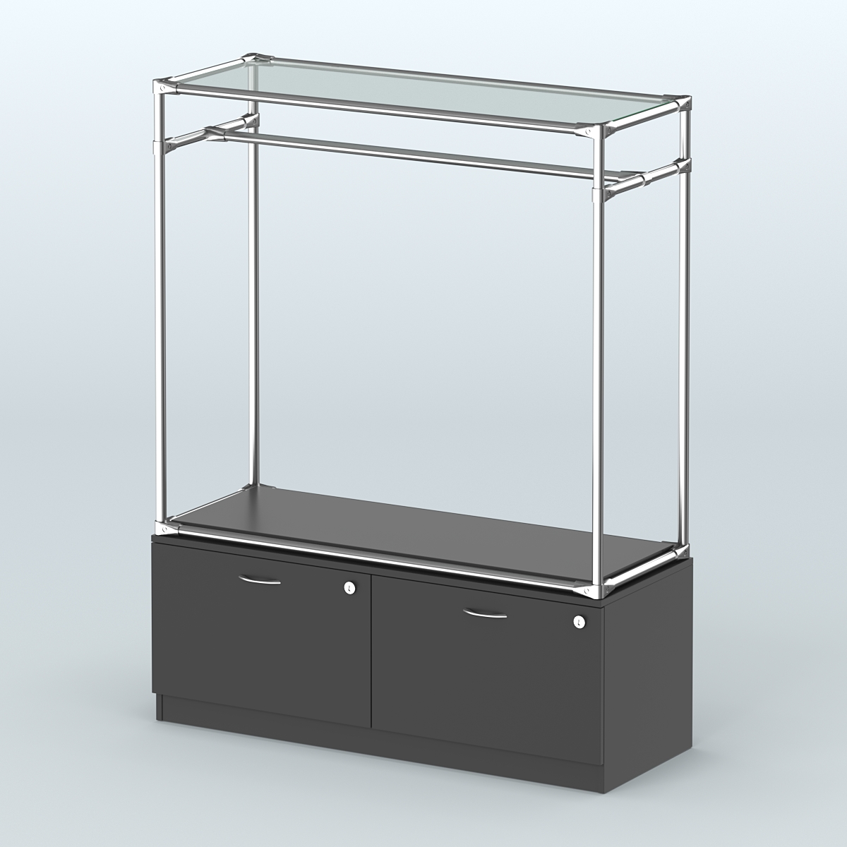 Островная торговая система ХРОМ 1200 мм с тумбами №2 Черный