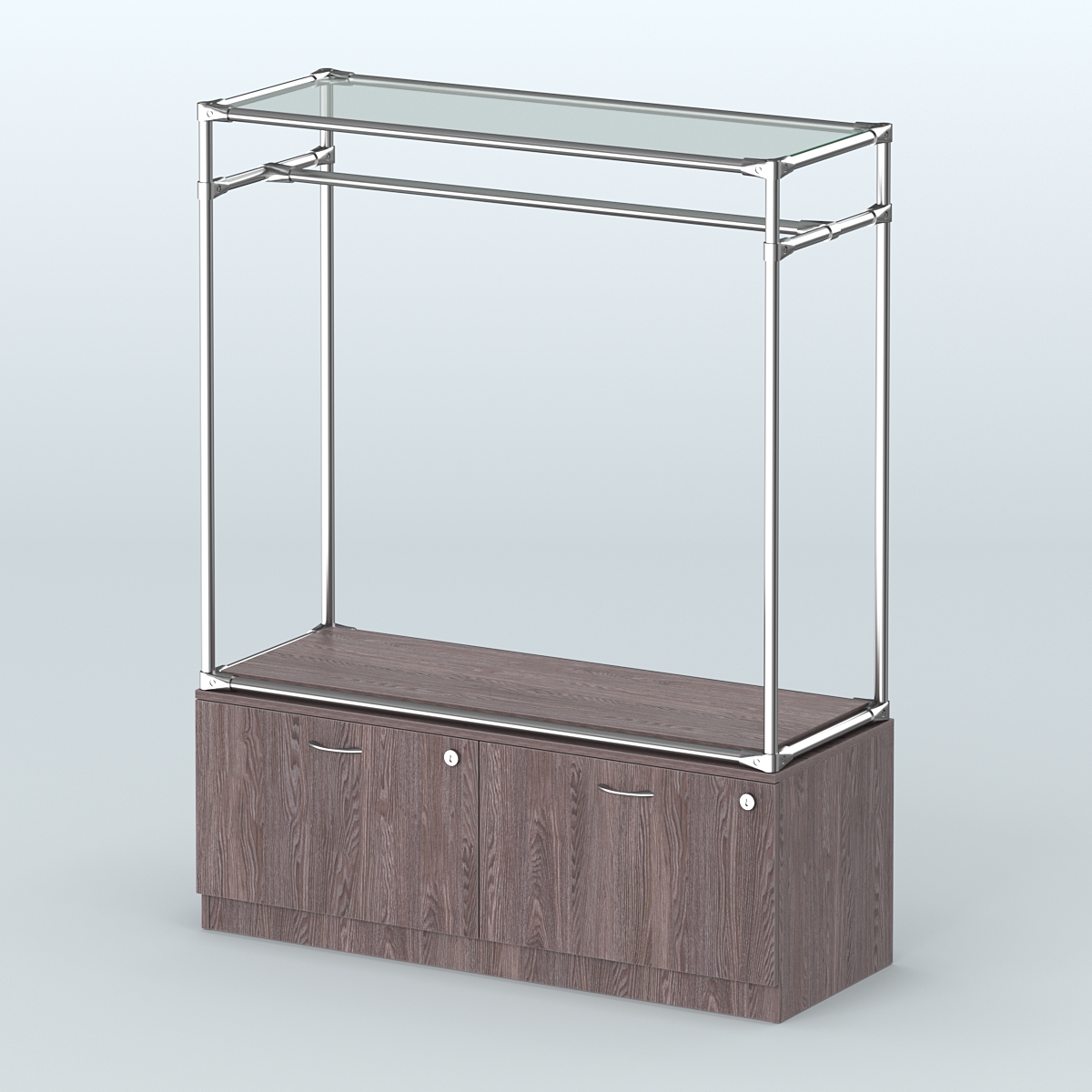 Островная торговая система ХРОМ 1200 мм с тумбами №2 Ясень Анкор темный