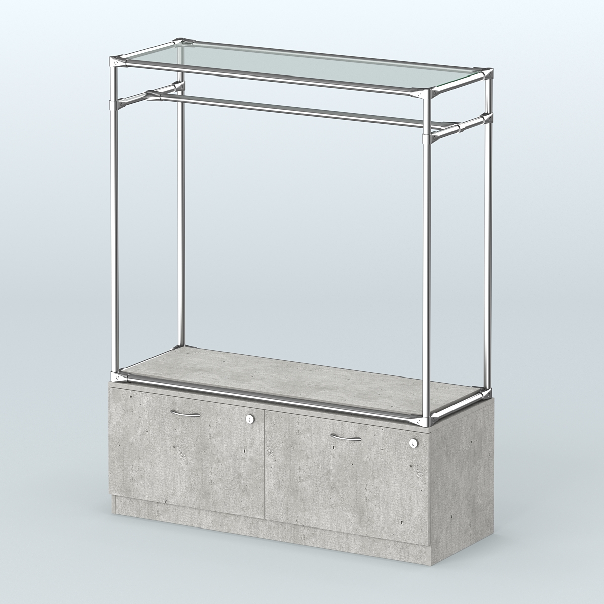 Островная торговая система ХРОМ 1200 мм с тумбами №2 Метрополитан Грей