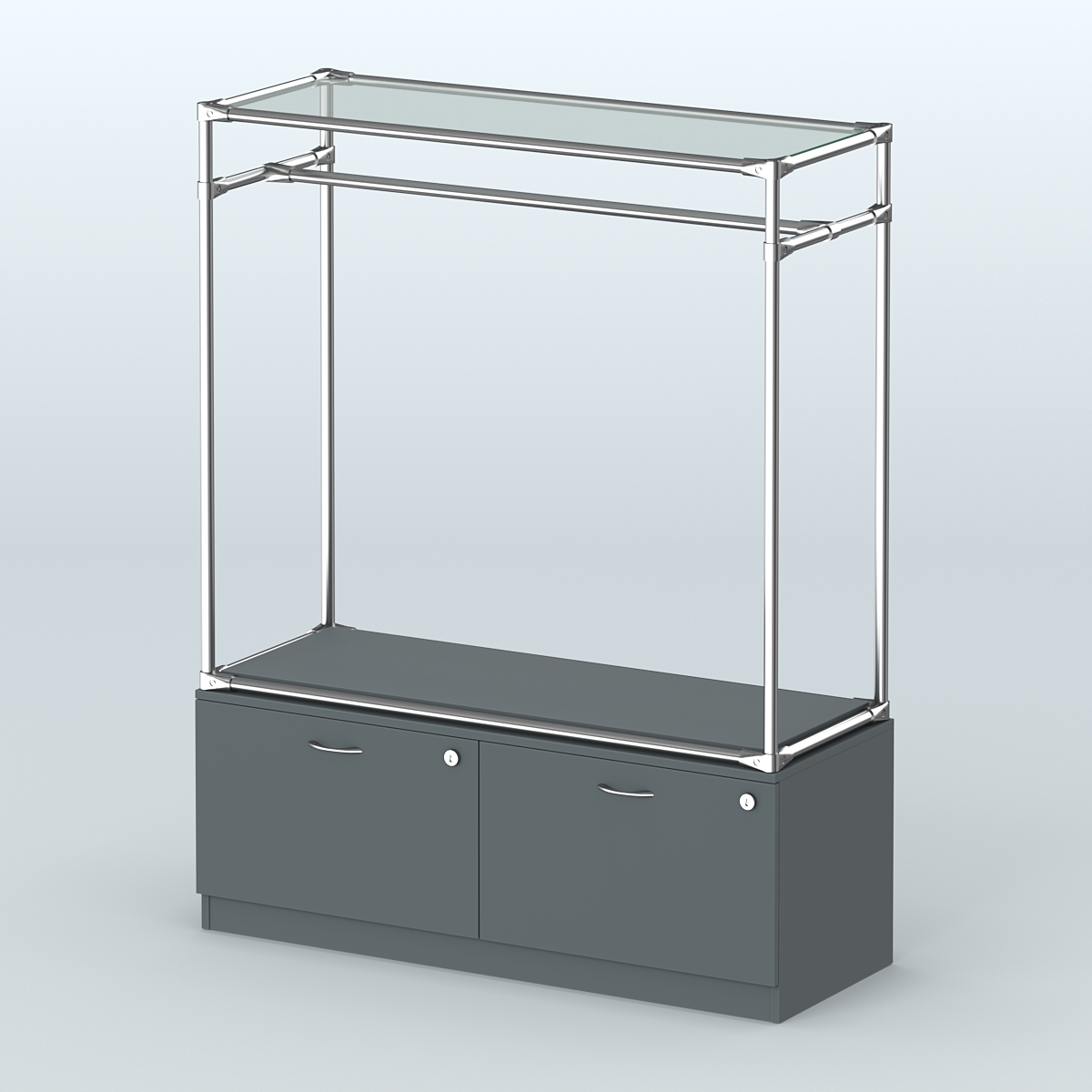 Островная торговая система ХРОМ 1200 мм с тумбами №2 Темно-Серый